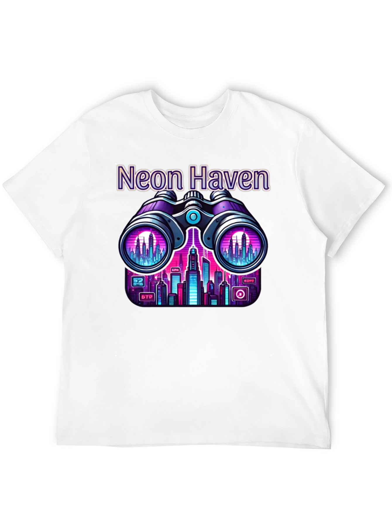 Neon Haven Cityscape Graphic Tee - 12