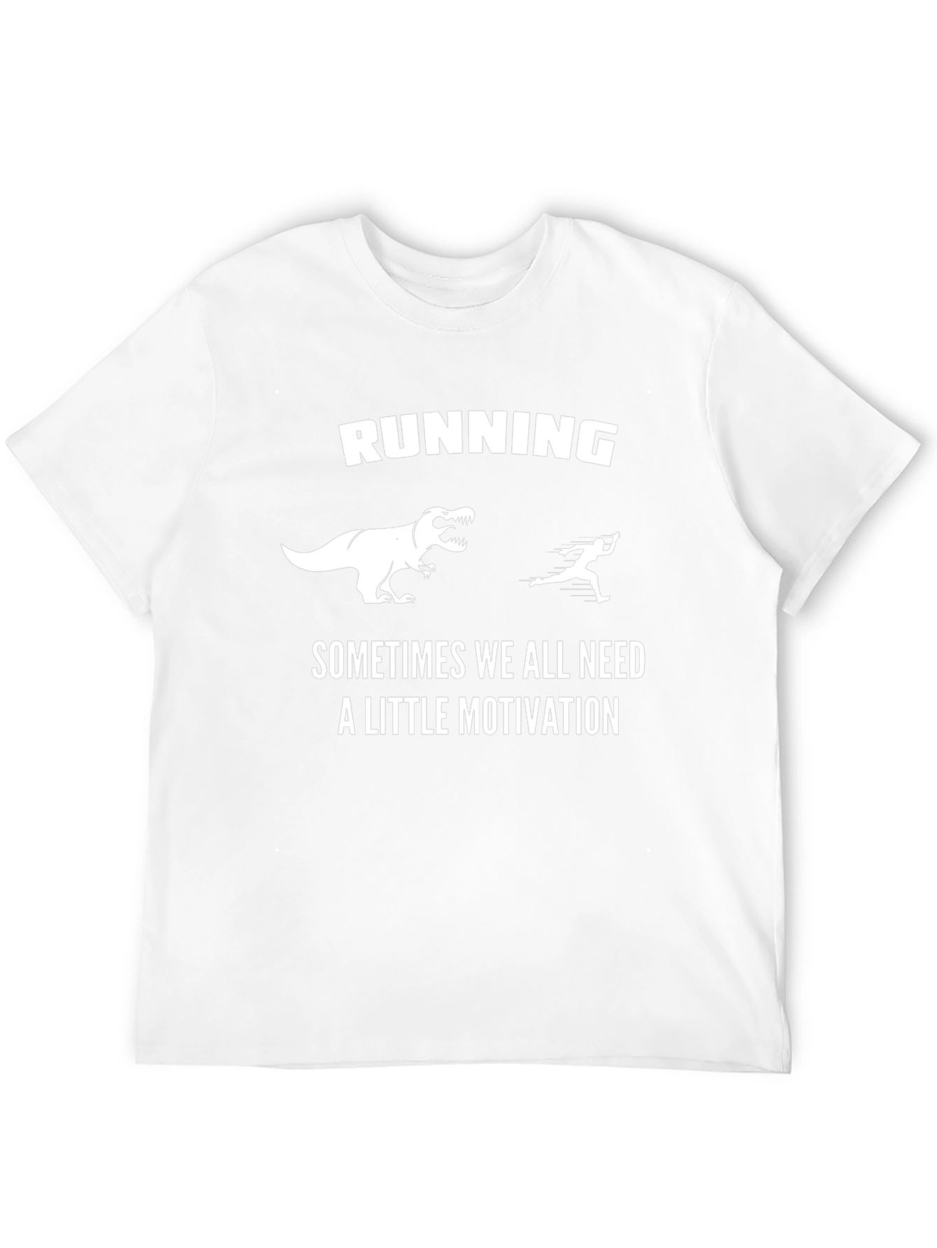 Black Running Motivation T-Shirt: Dinosaur Chase view 12