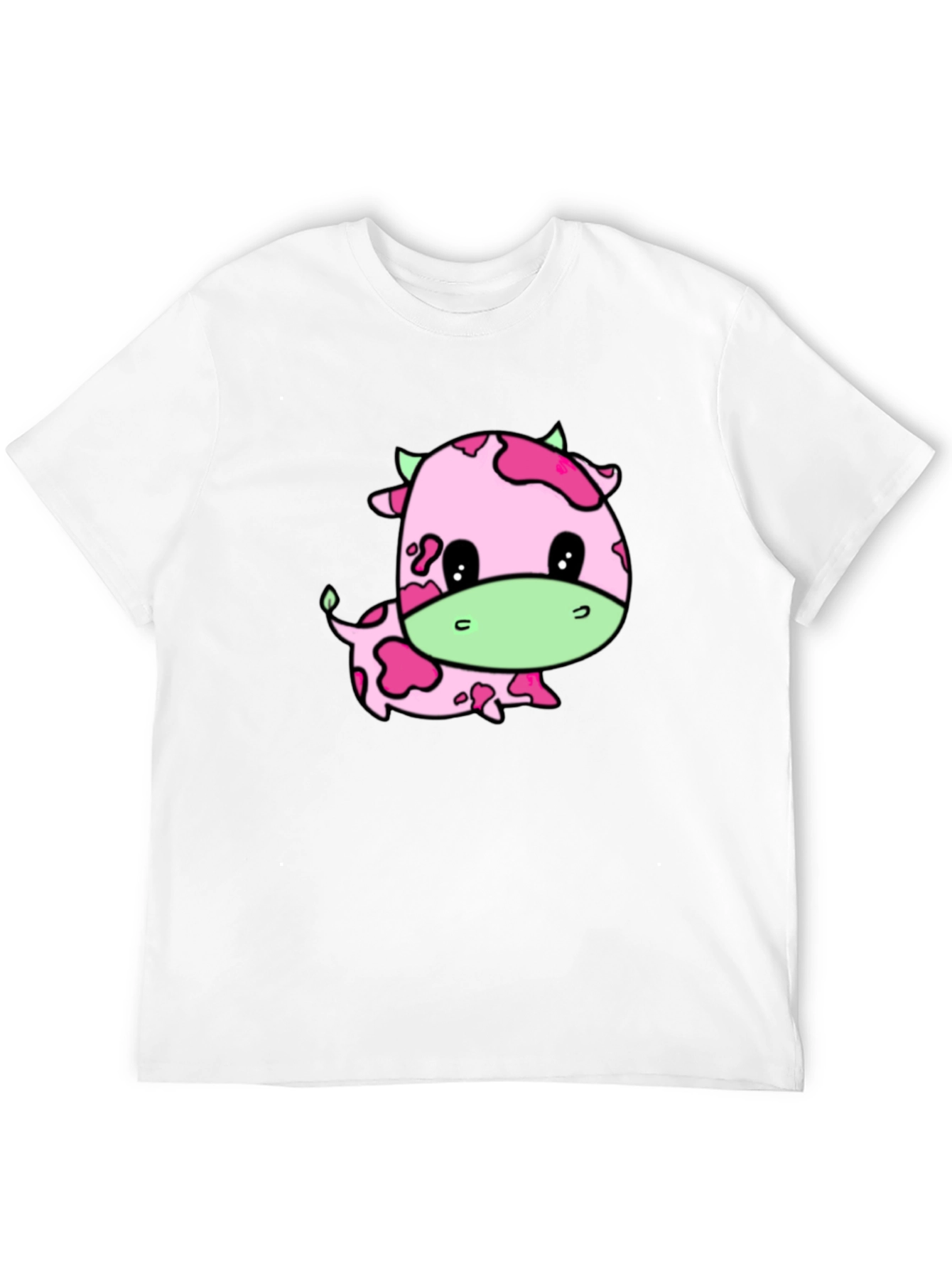 Black Cute Pink Cow Graphic Tee view 12