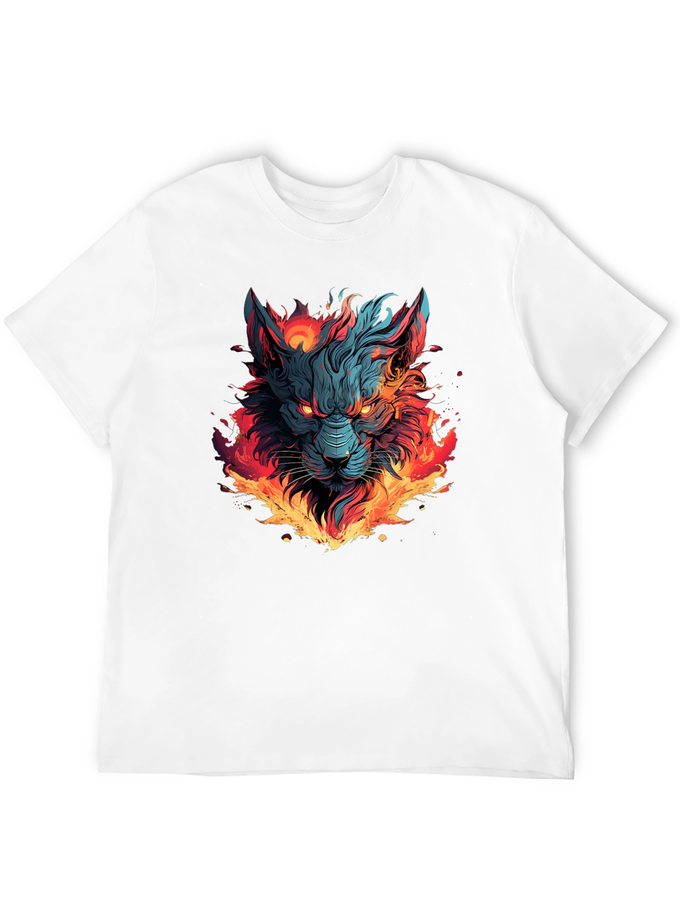 Black Fiery Wolf Graphic T-Shirt - Bold Black Tee view 12