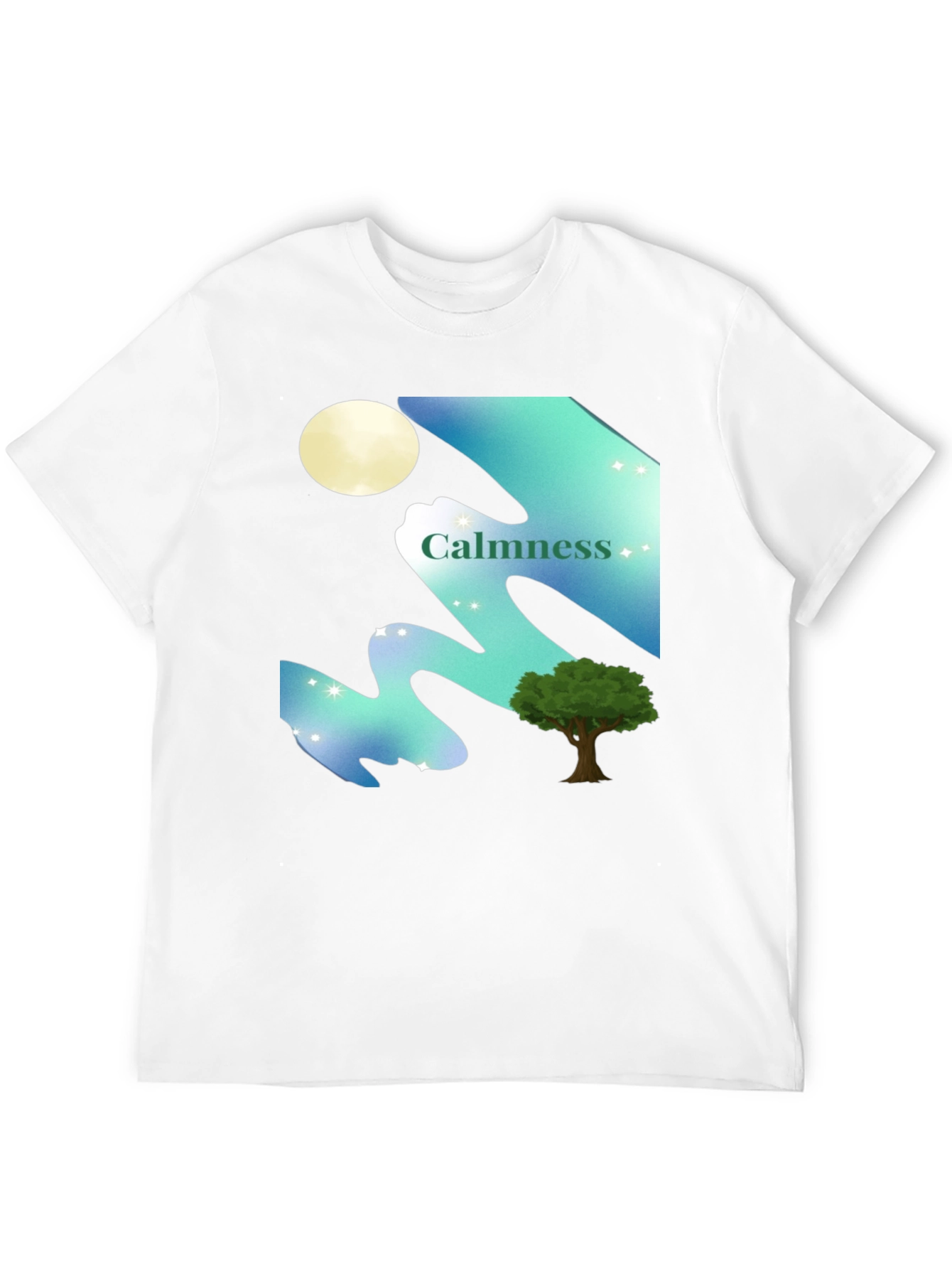 Black Calmness Night Scene Graphic T-Shirt - Black view 12