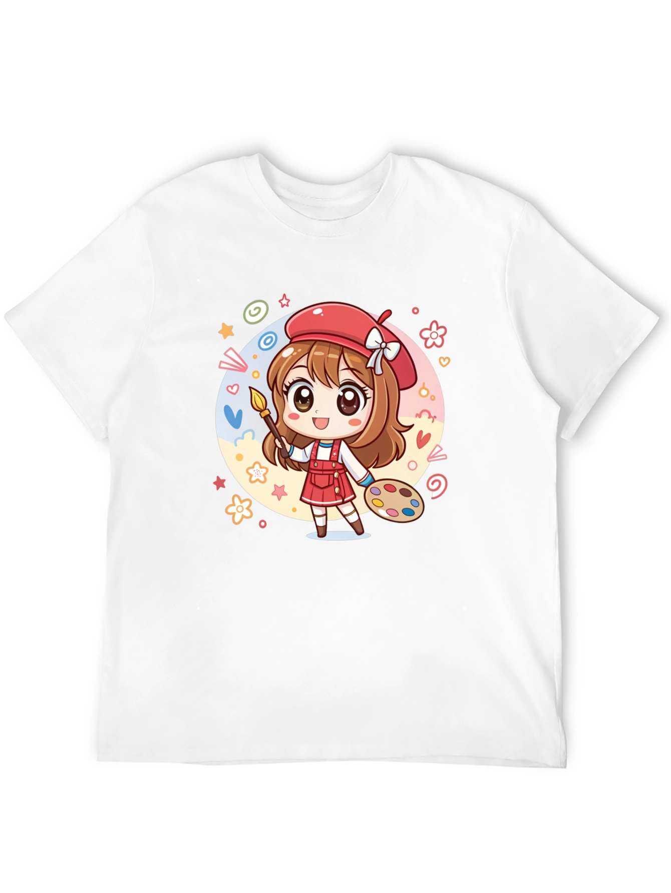 Black Cute Anime Artist Graphic T-Shirt view 12