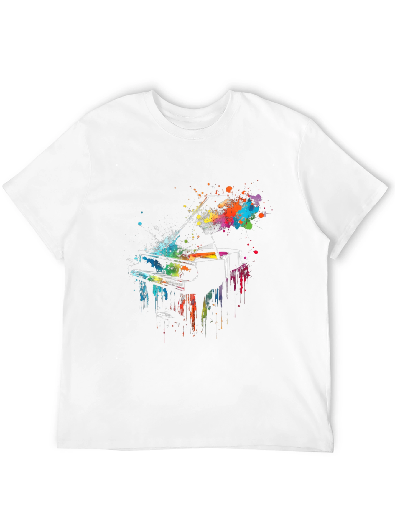 Black Colorful Piano Graphic Tee - Music Lover Shirt view 12