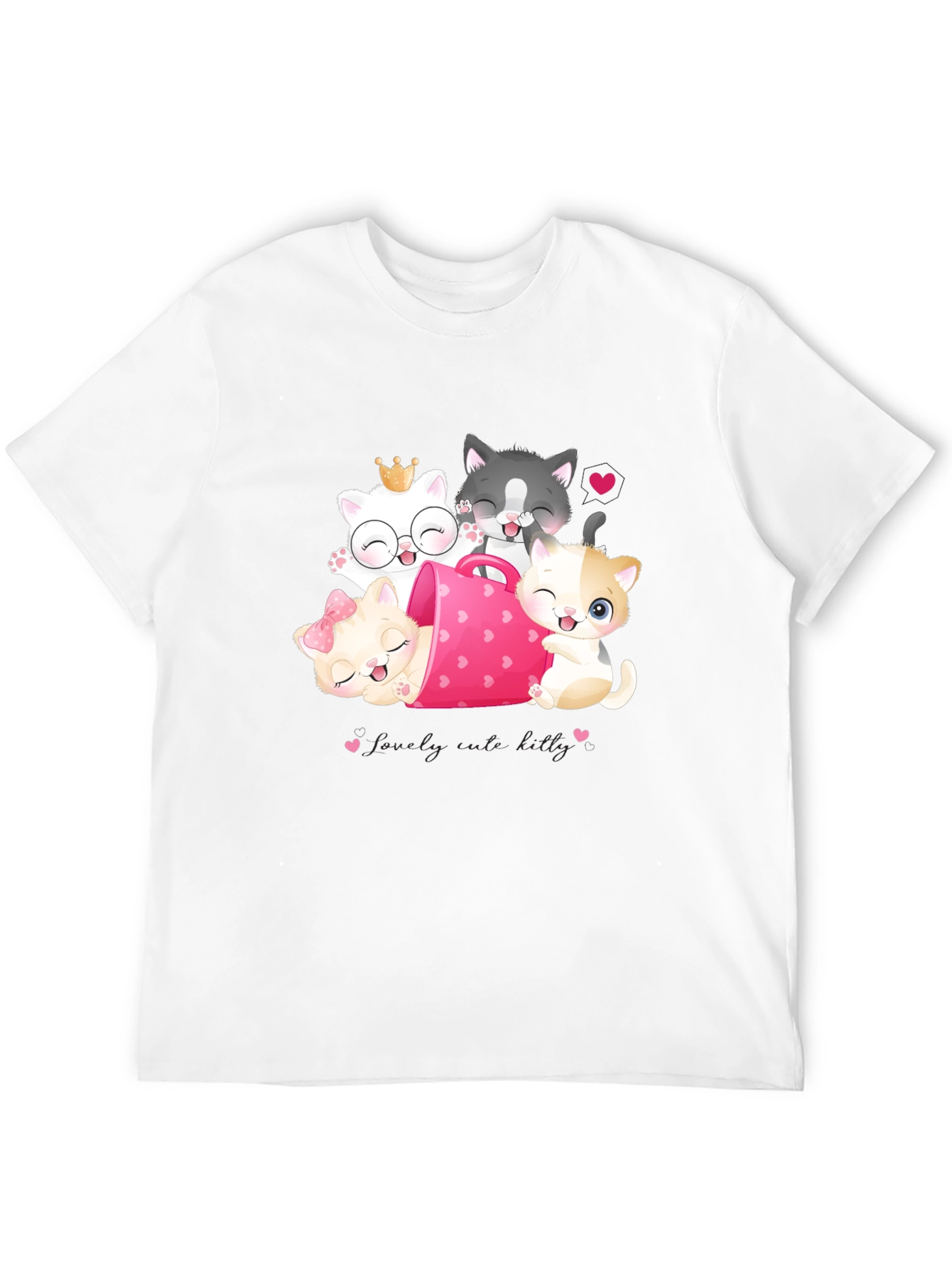 Black Cute Cats in a Cup T-Shirt view 12