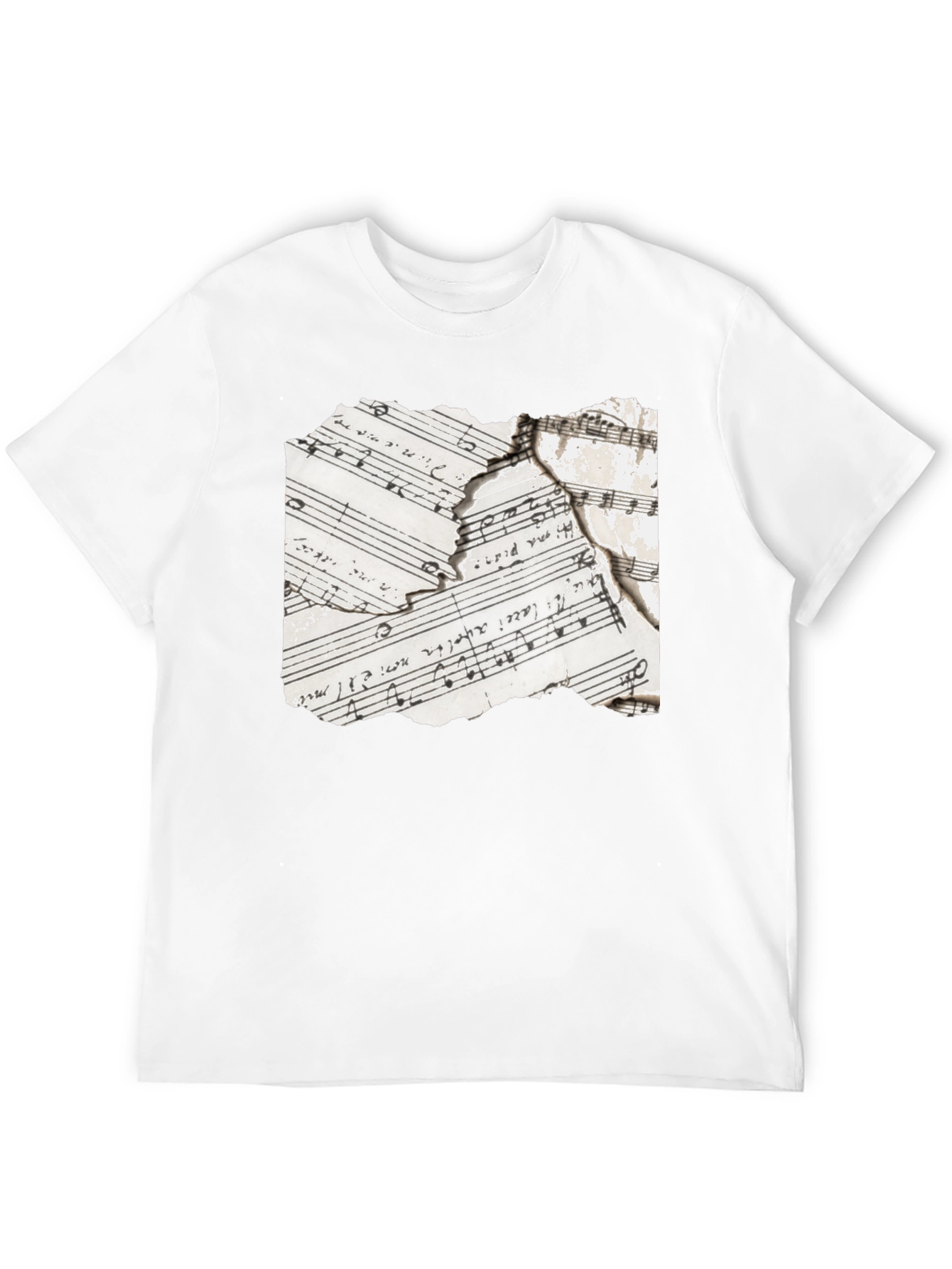Black Torn Music Sheet Graphic Tee - Black Cotton Blend view 12