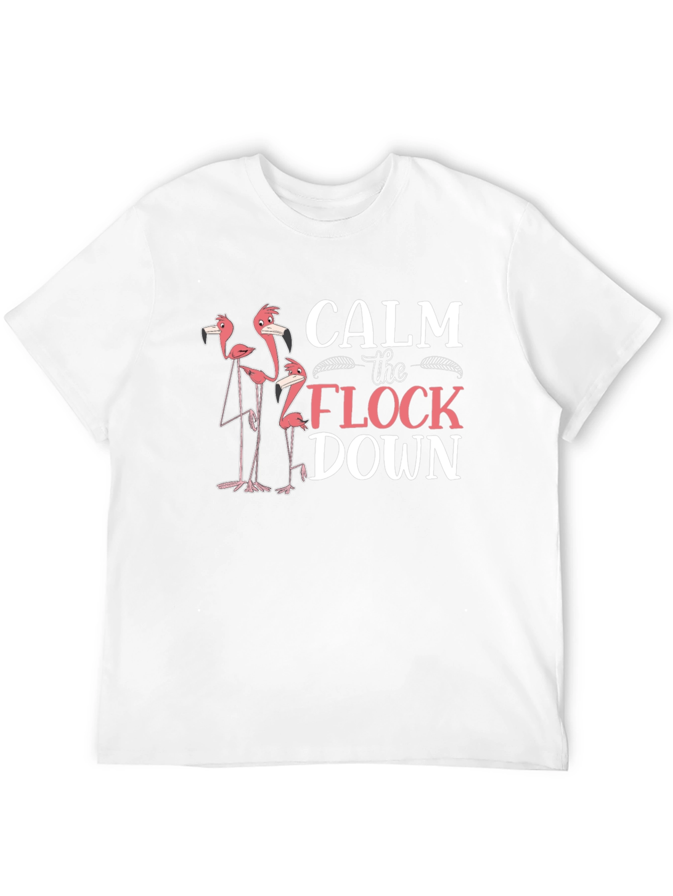 Black Calm the Flock Down Flamingo Graphic T-Shirt view 12
