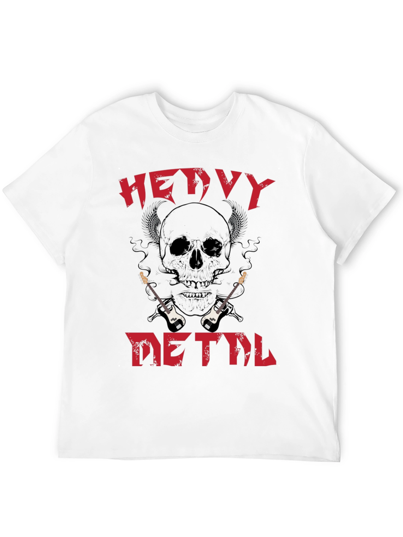 Black Heavy Metal Skull Guitar T-Shirt view 12