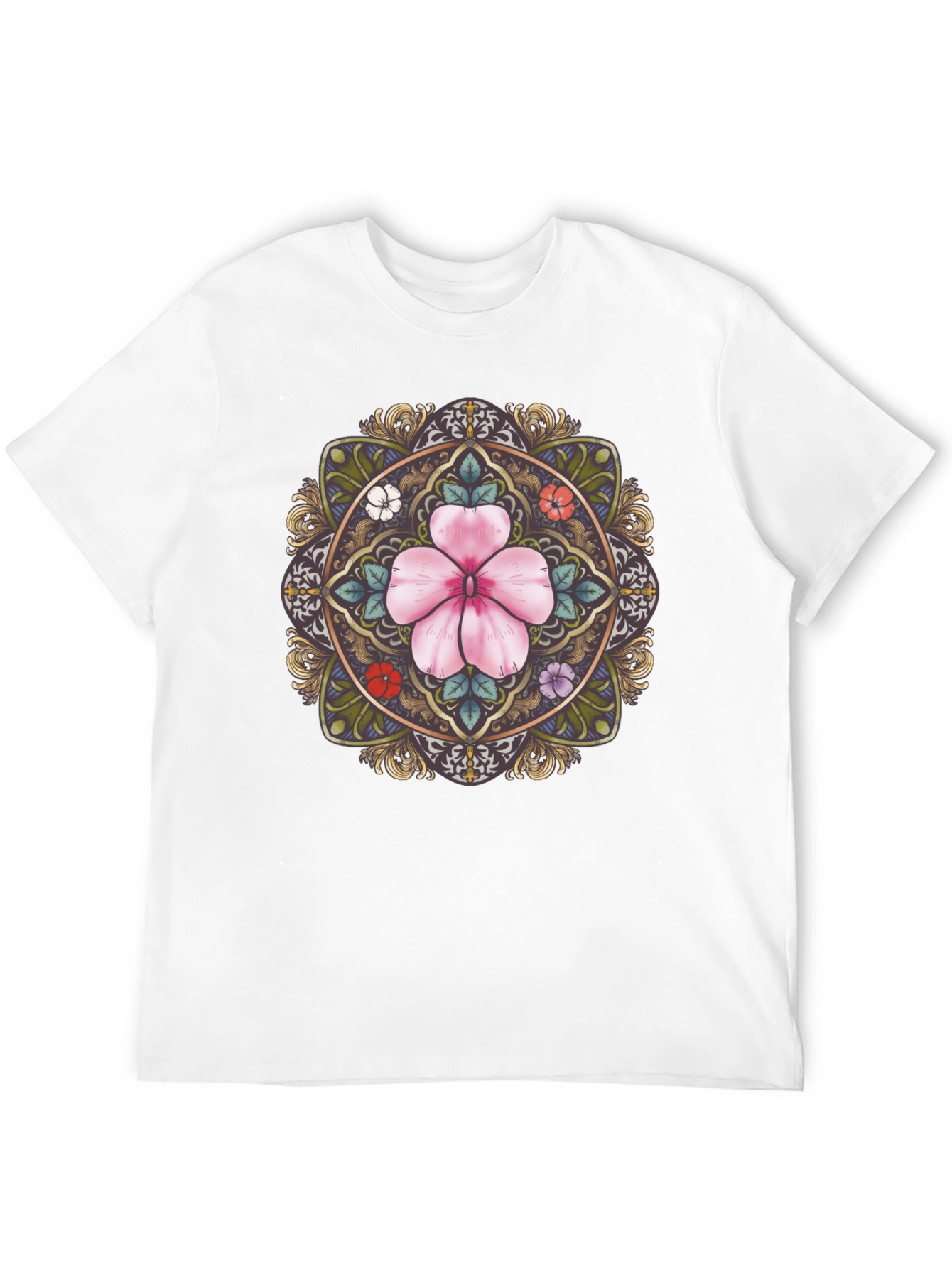 Black Floral Mandala Graphic Tee - Stylish Black T-Shirt view 12