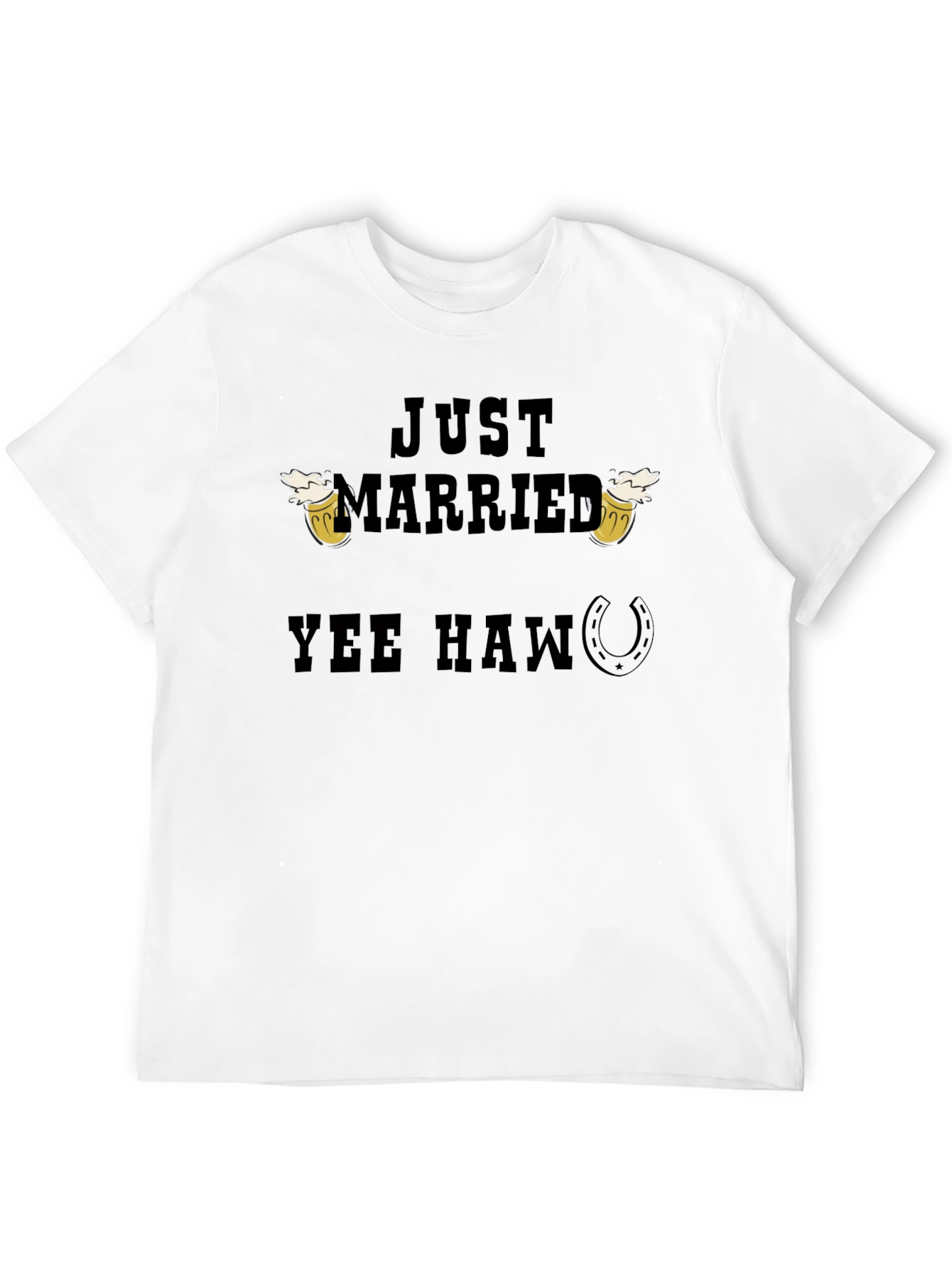 Black Just Married Yee Haw T-Shirt view 12