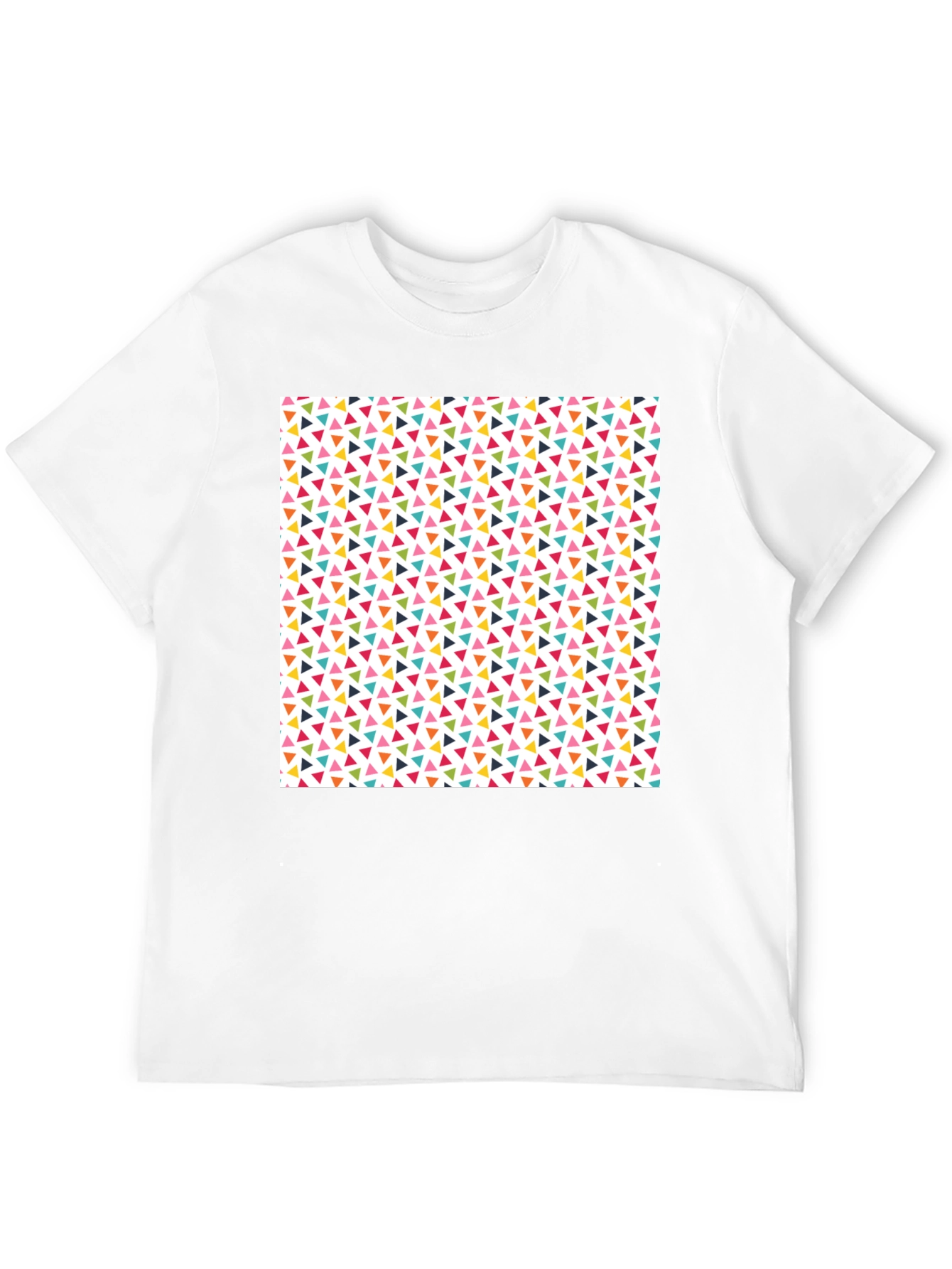 Black Fun Geometric Triangle Pattern Black T-Shirt view 12