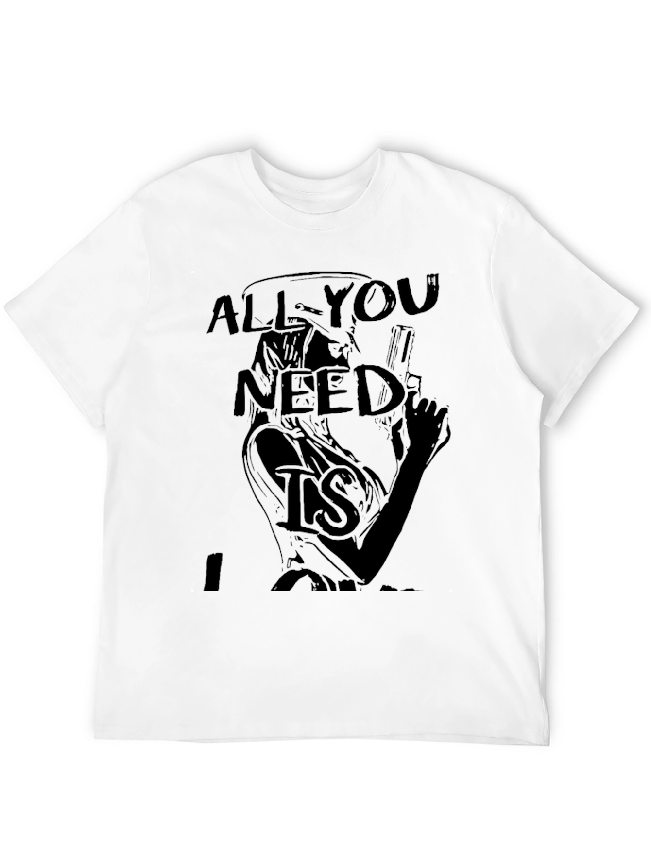 Black All You Need Is T-Shirt - Graphic Print Tee view 12
