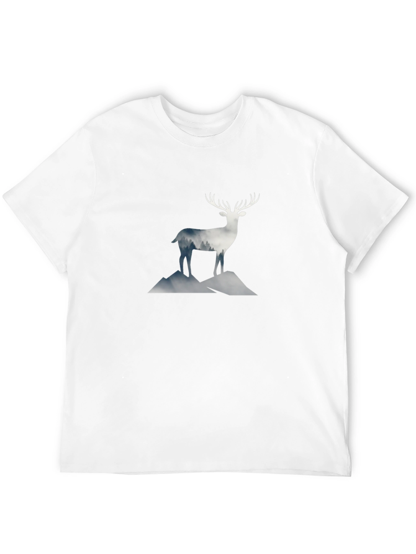 Black Deer Mountain Graphic Tee - Black Cotton Blend view 12