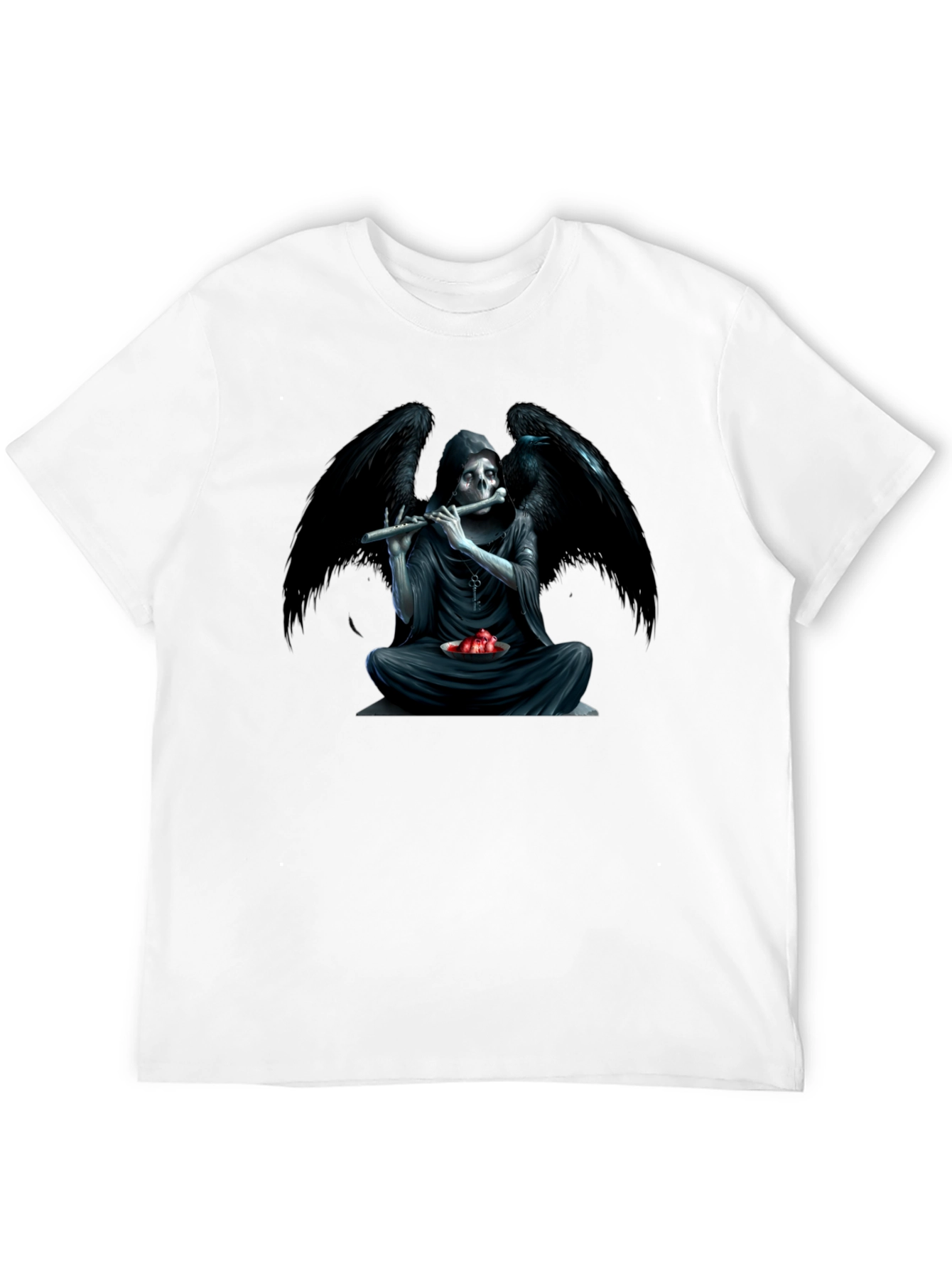 Black Grim Reaper Flute Graphic T-Shirt view 12