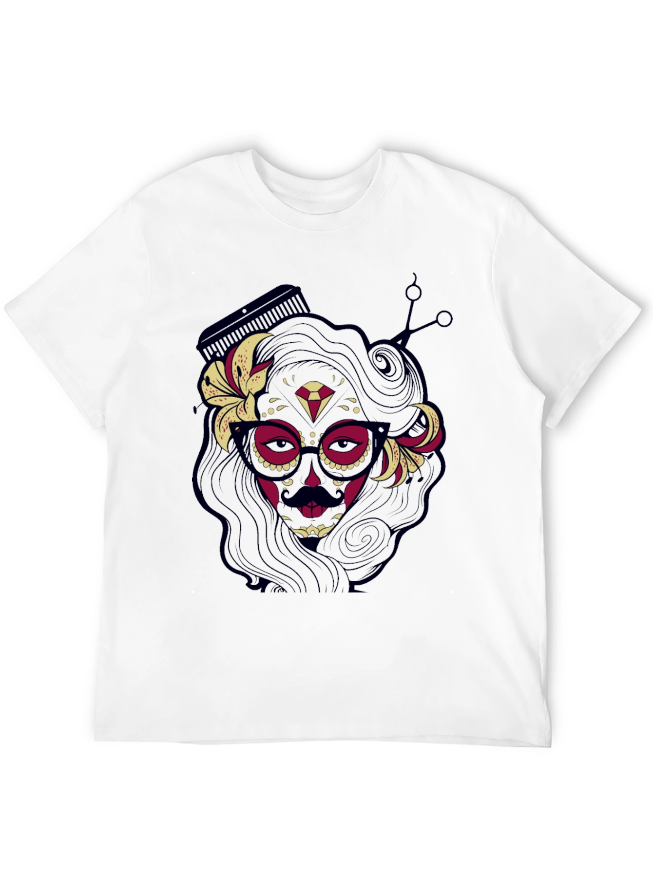 Black Sugar Skull Barber T-Shirt view 12