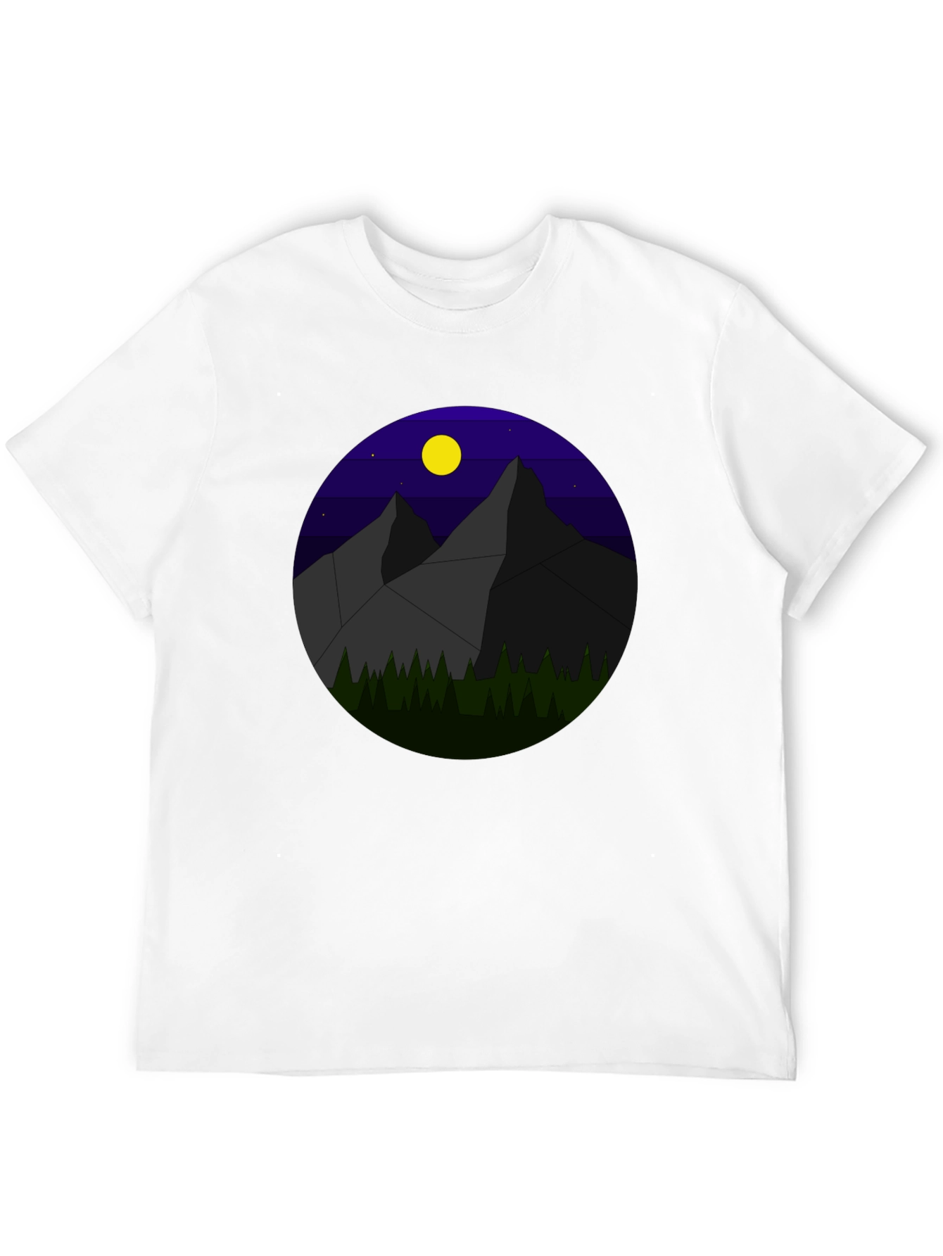 Black Geometric Mountain Nightscape T-Shirt view 12