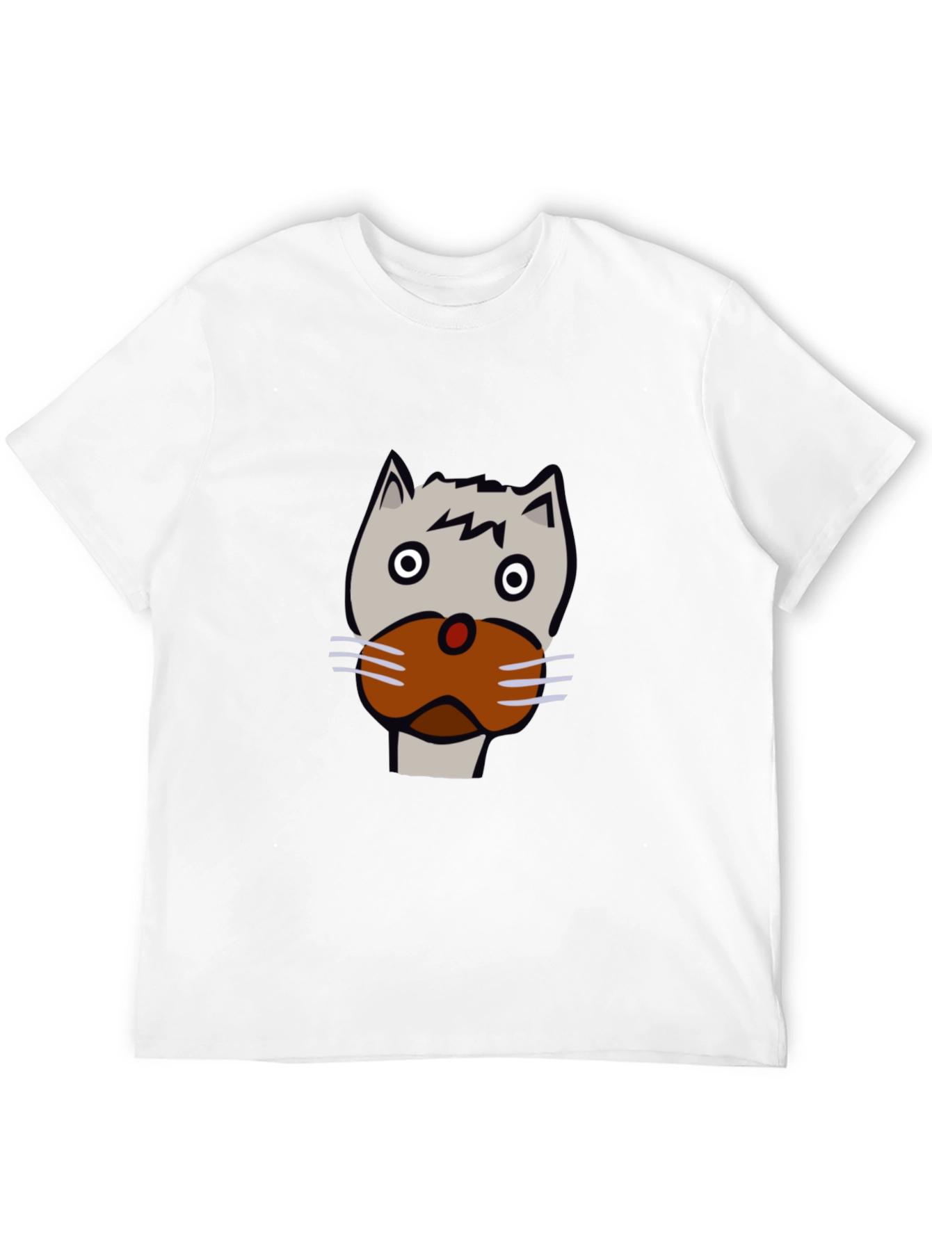 Black Funny Cartoon Cat Face Black T-Shirt view 12