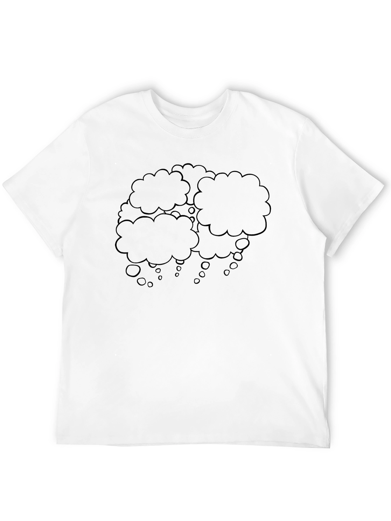 Black Men's Black T-Shirt with Thought Bubble Design view 12