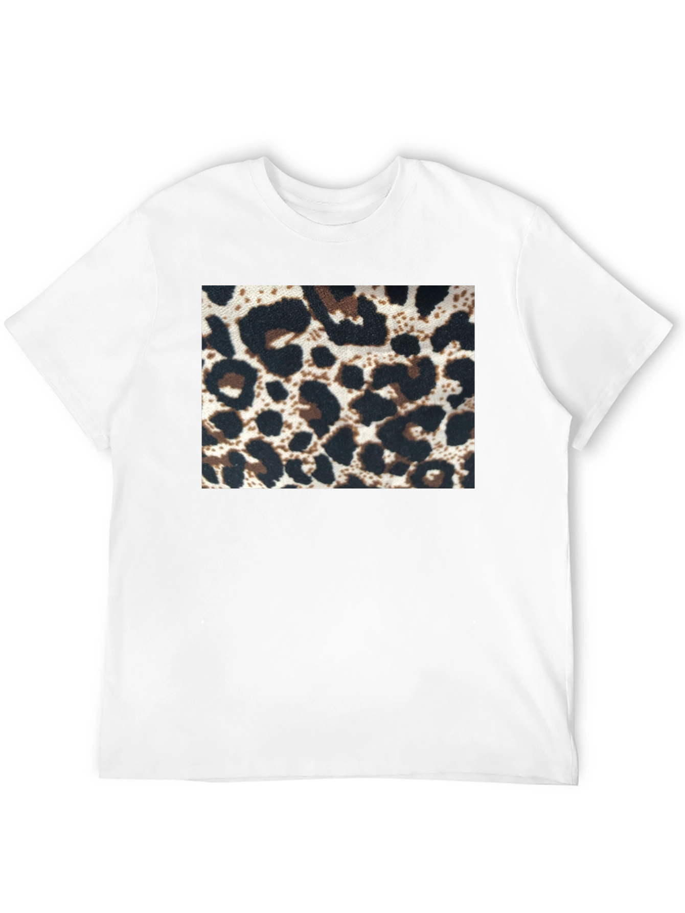 Black Leopard Print Tee - Black Short Sleeve Crew Neck view 12