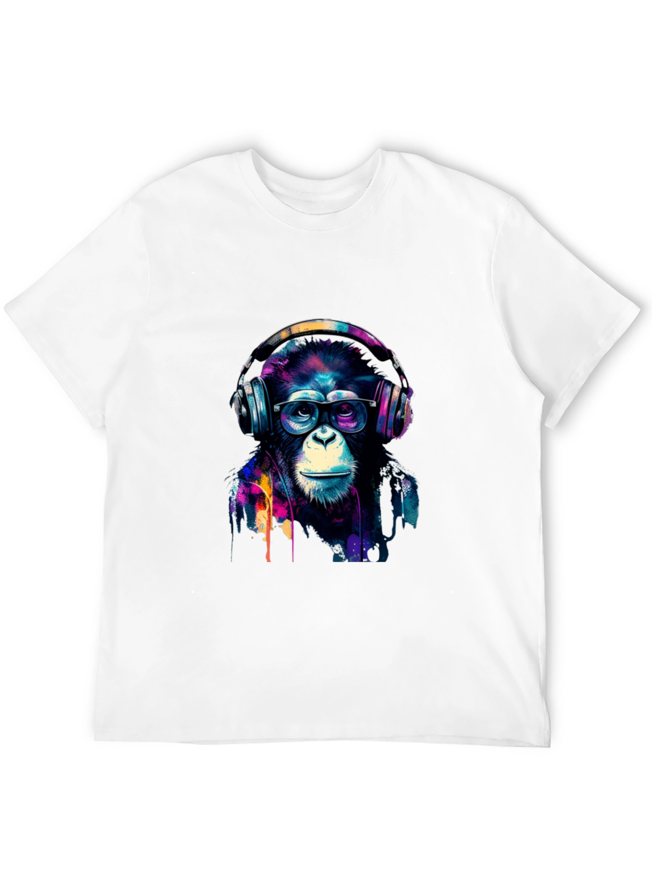 Black Cool Monkey Headphone Graphic Black T-Shirt view 12