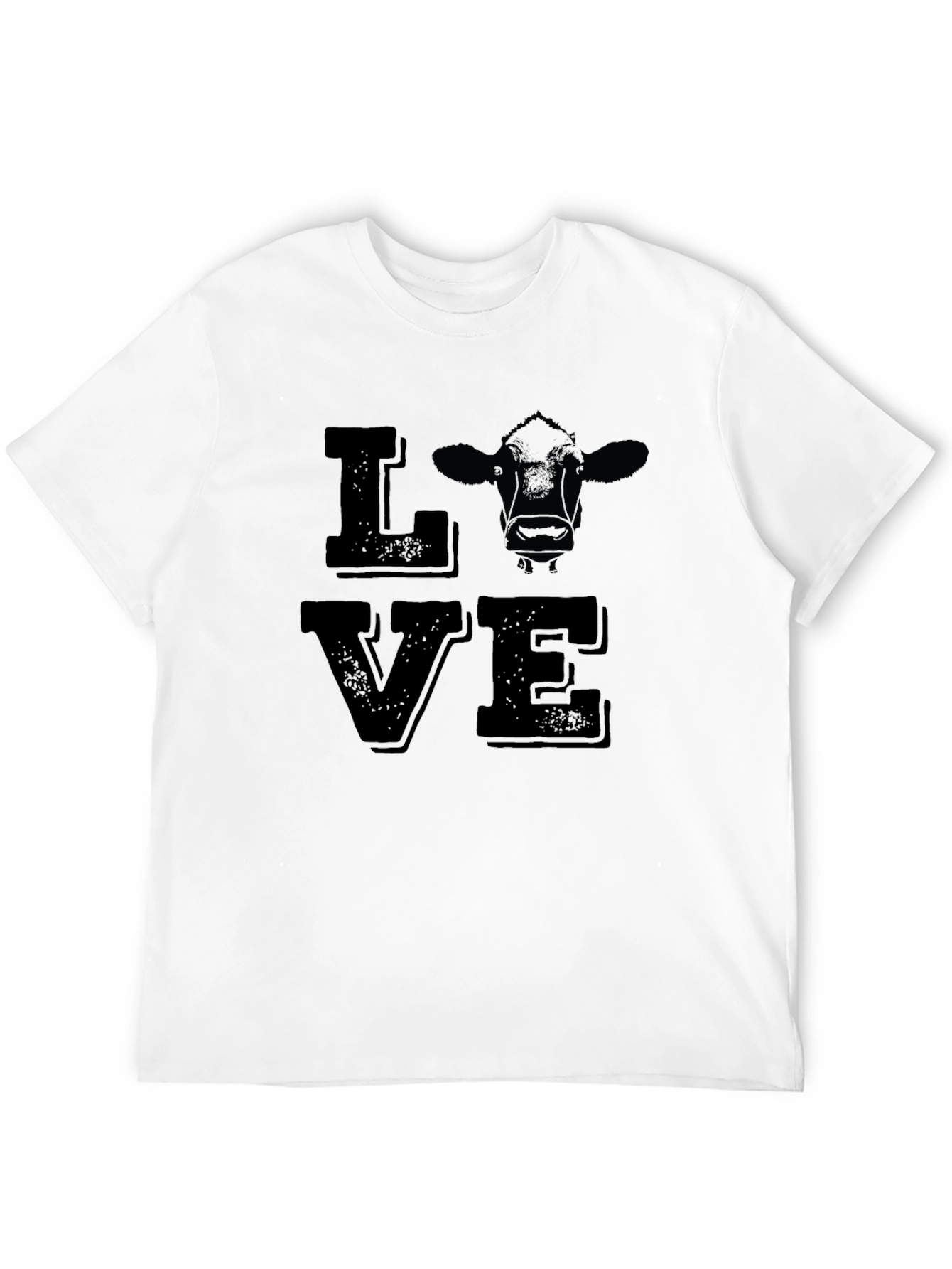 Black Love Cow Graphic Print Tee - Black Cotton T-Shirt view 12