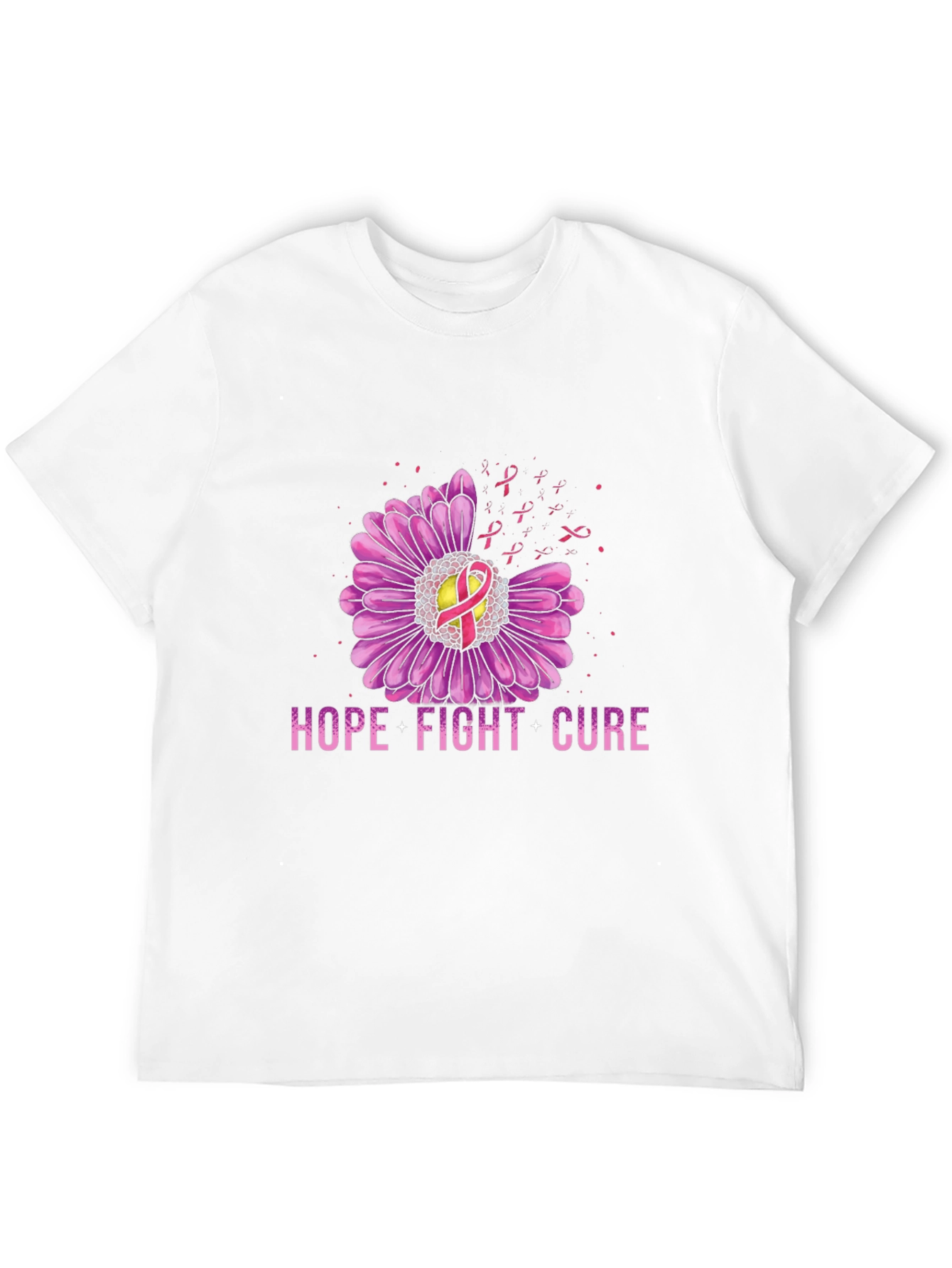 Black Hope Fight Cure Breast Cancer Awareness Graphic T-Shirt view 12