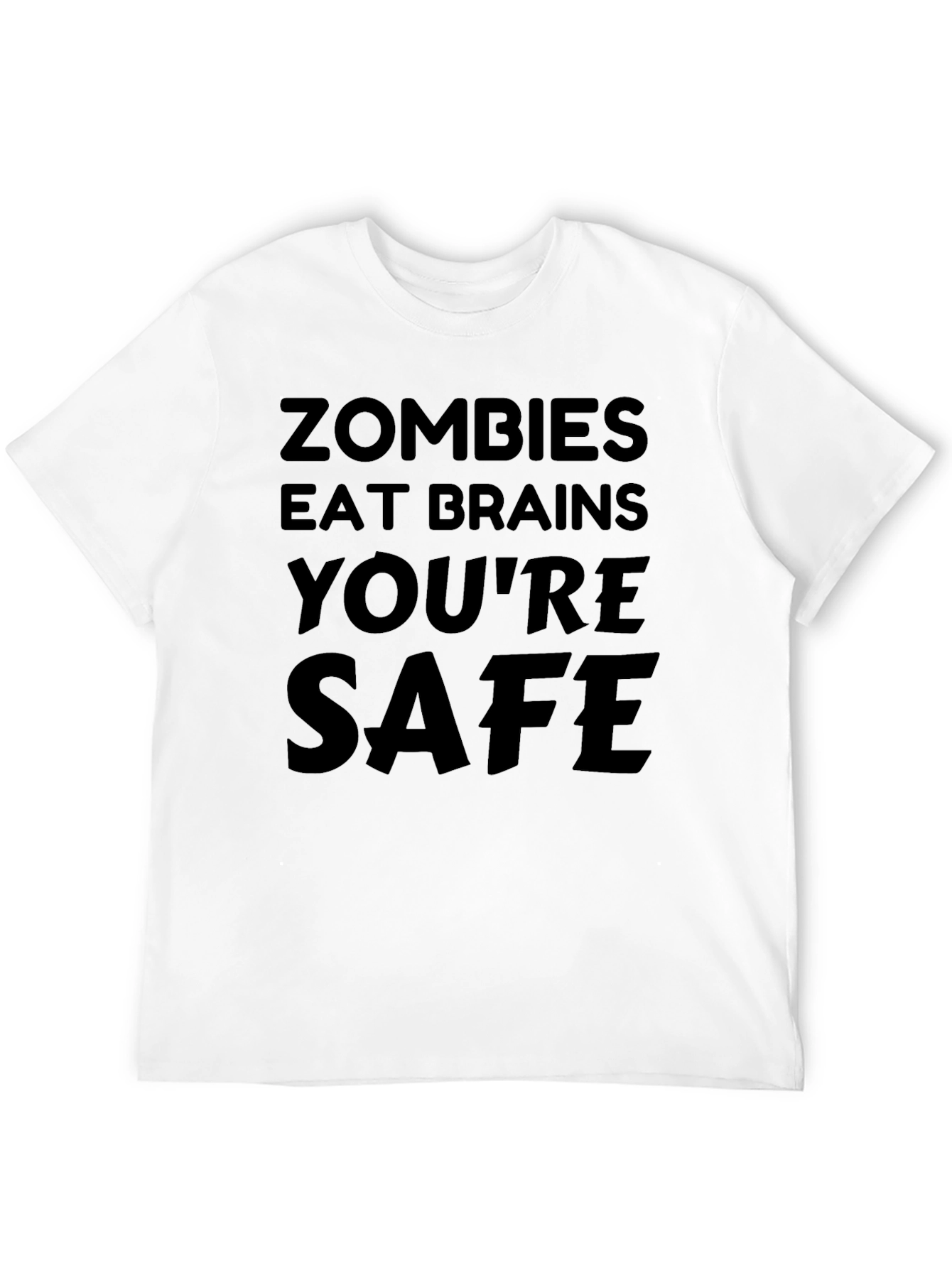 Black Funny Zombie T-Shirt - Eat Brains You're Safe view 12