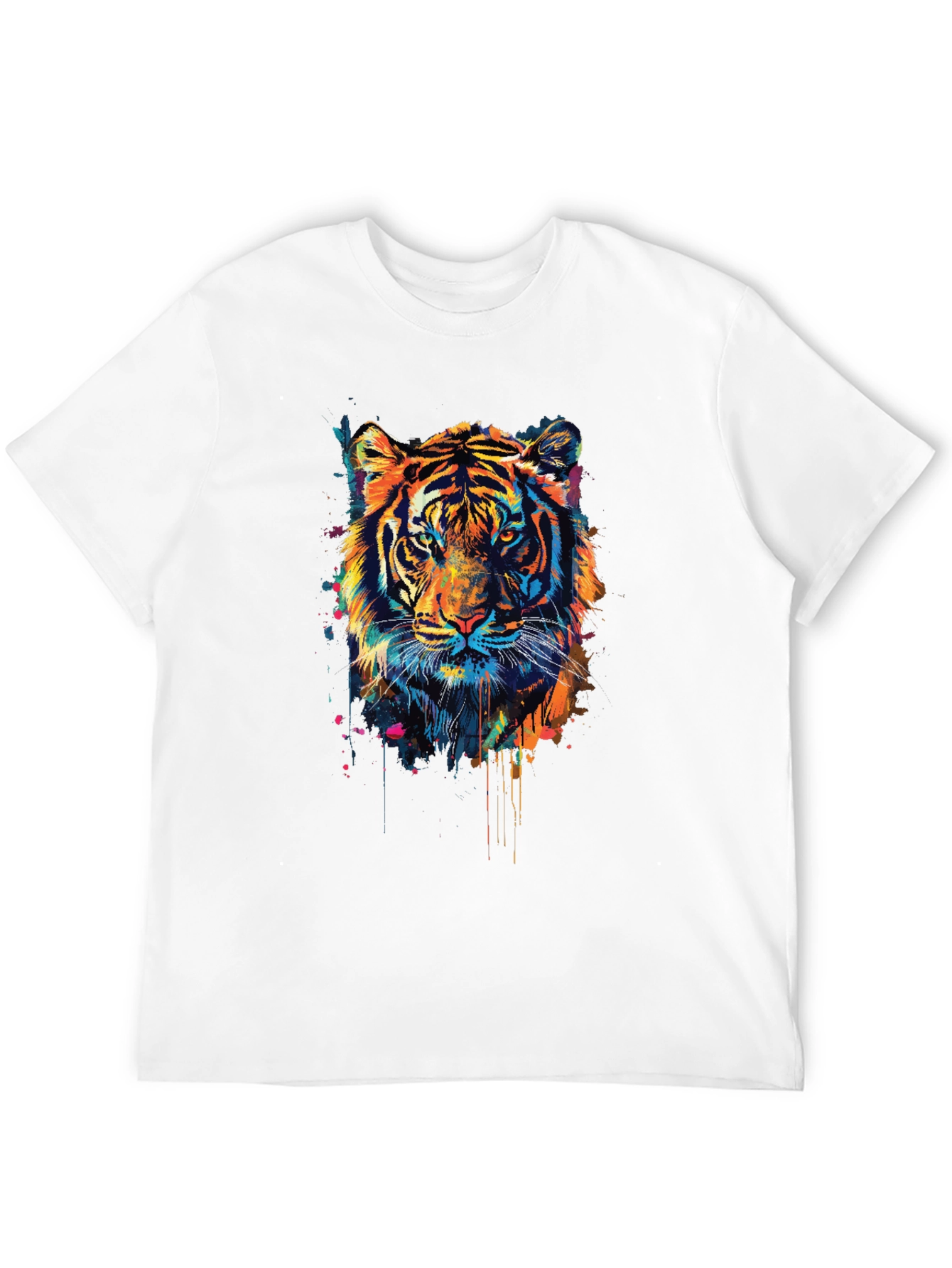 Black Colorful Tiger Graphic Tee - Men's Black T-Shirt view 12