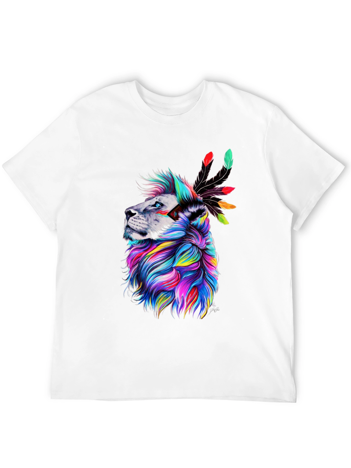 Black Colorful Lion Graphic Tee view 12