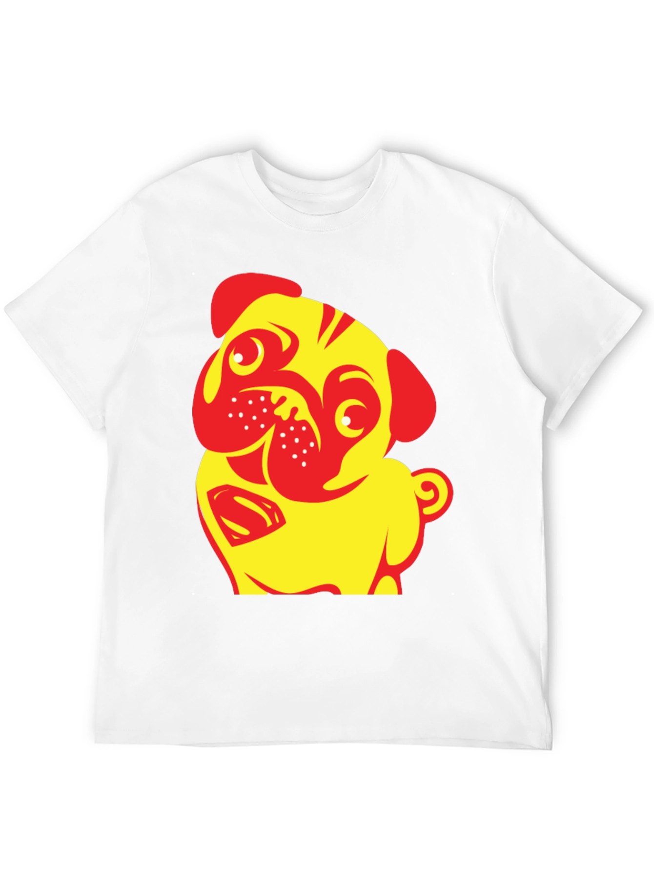 Black Pug-tastic Tee:  Yellow & Red Dog T-Shirt view 12