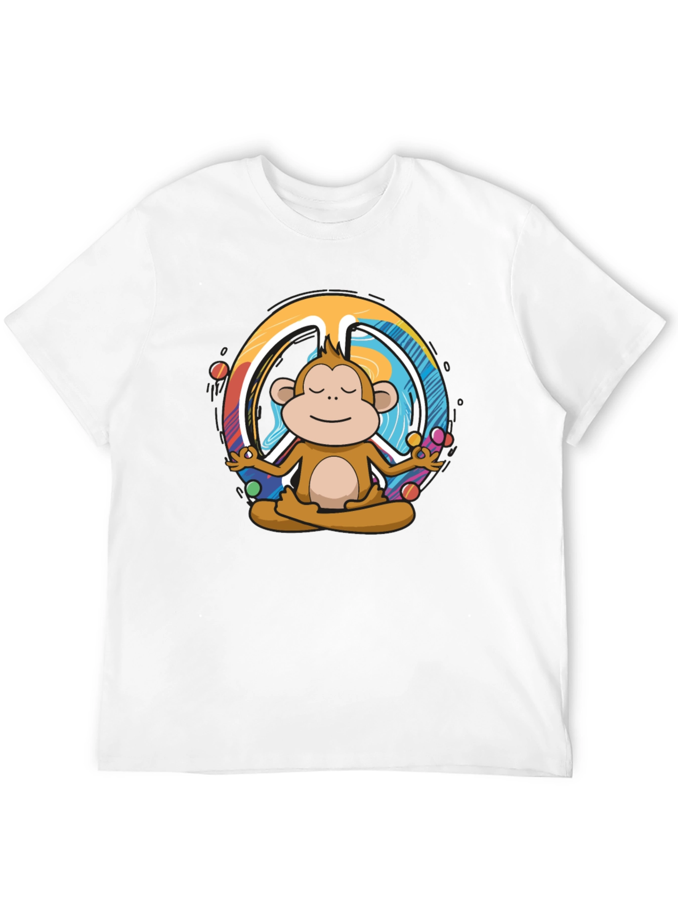 Black Meditating Monkey Peace Sign Graphic Tee - Black view 12
