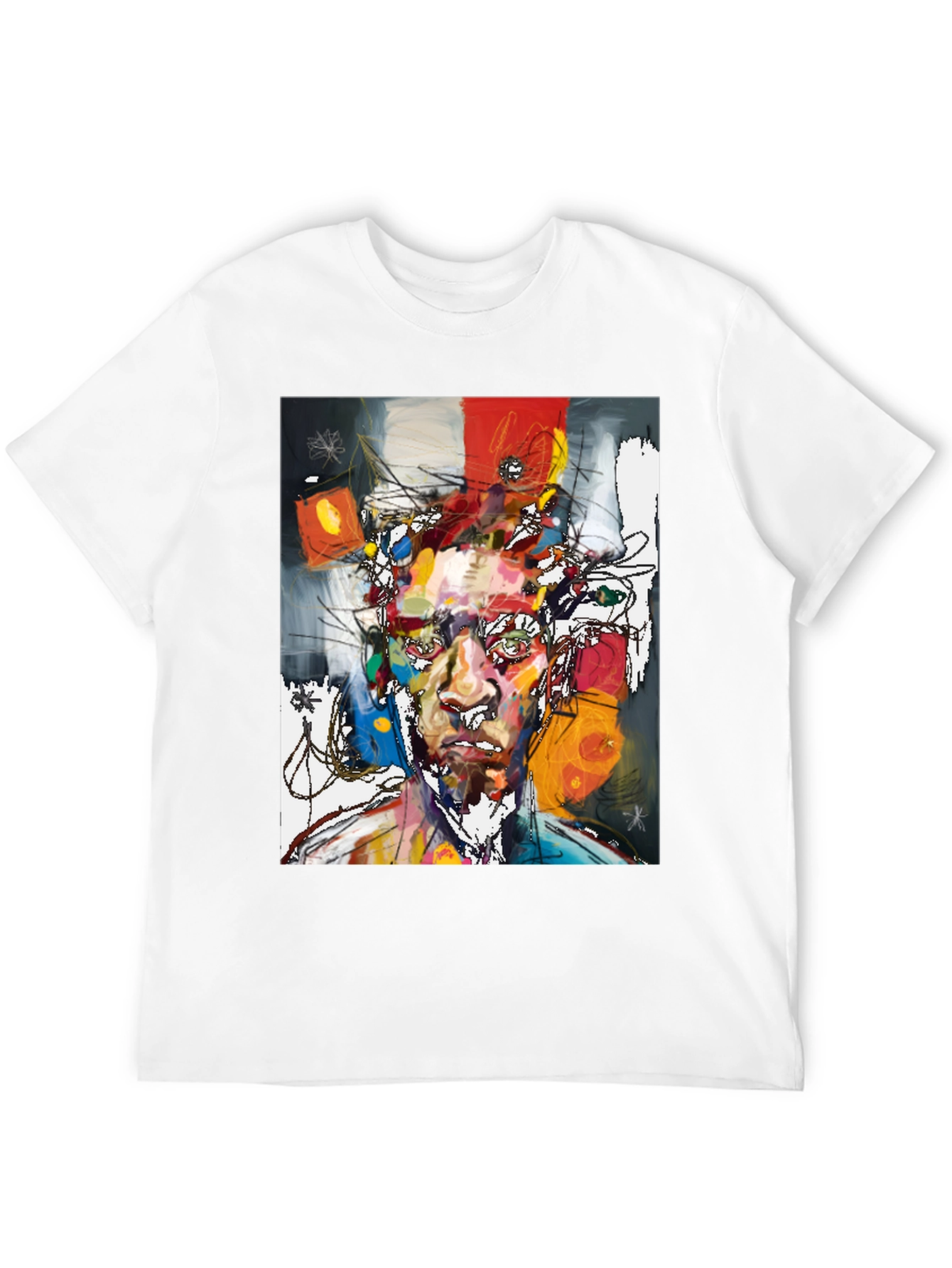 Black Abstract Art Portrait T-Shirt - Modern Graphic Tee view 12