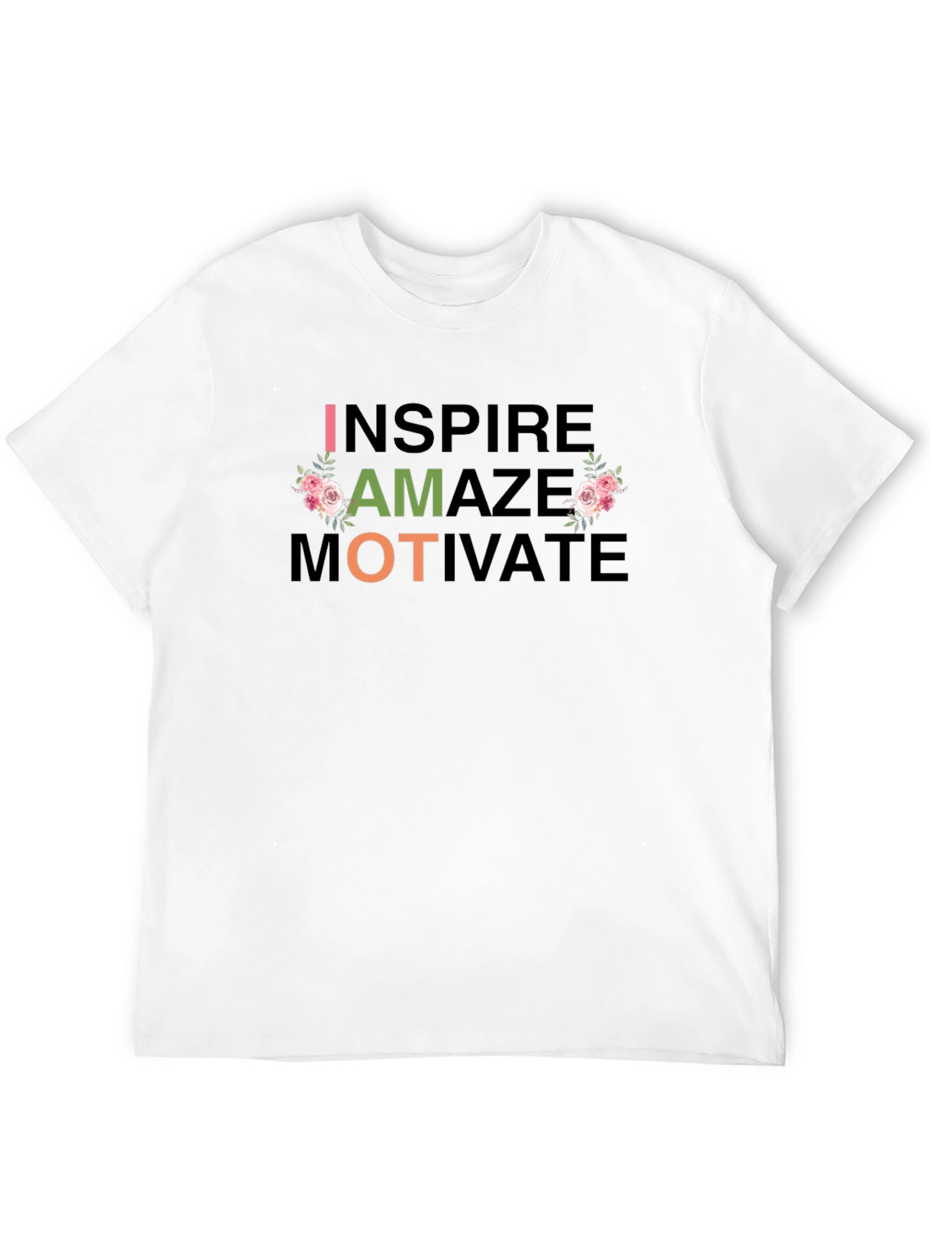 Black Inspire Amaze Motivate Floral T-Shirt view 12