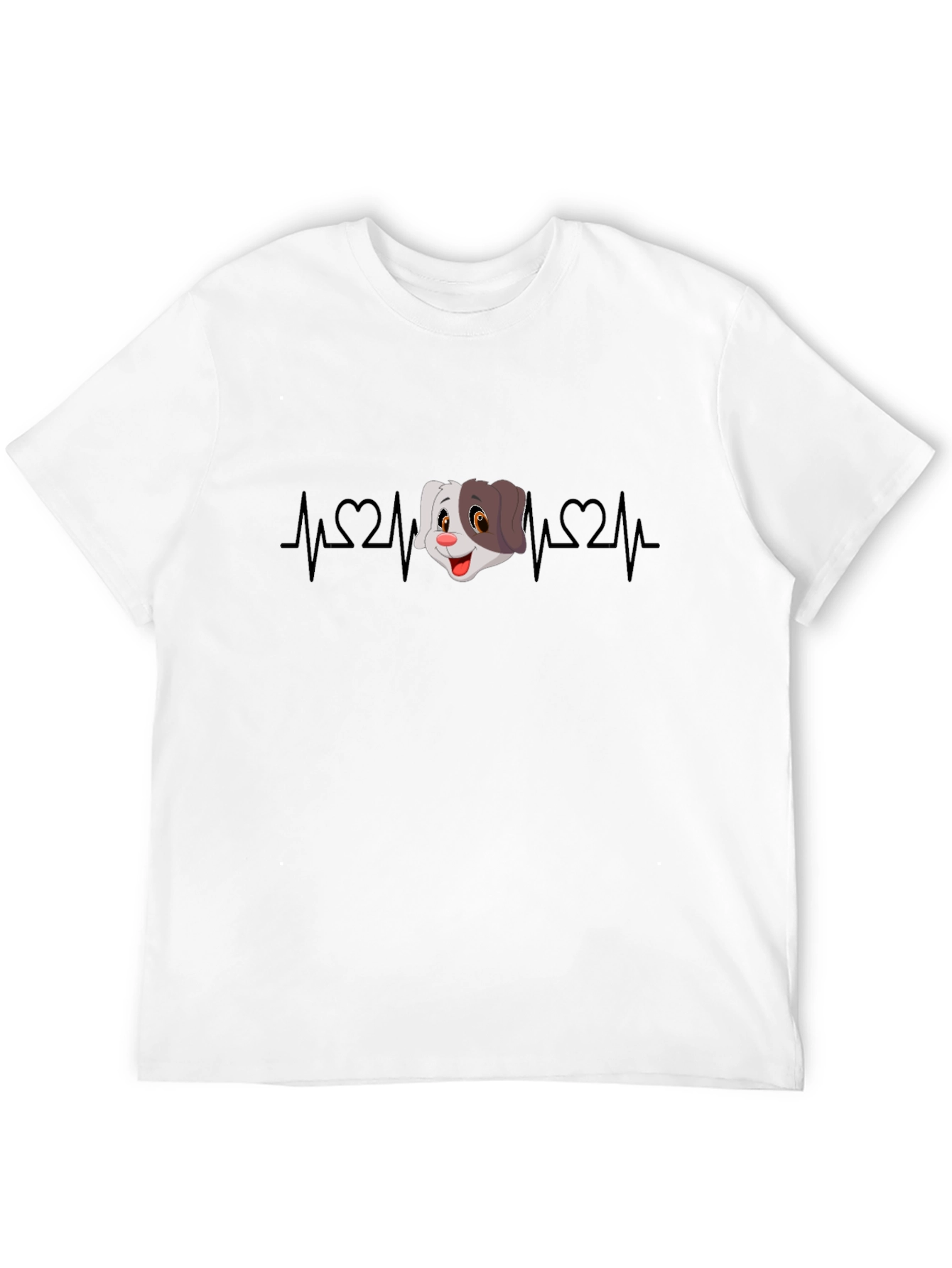 Black Cartoon Dog Heartbeat Graphic Tee view 12