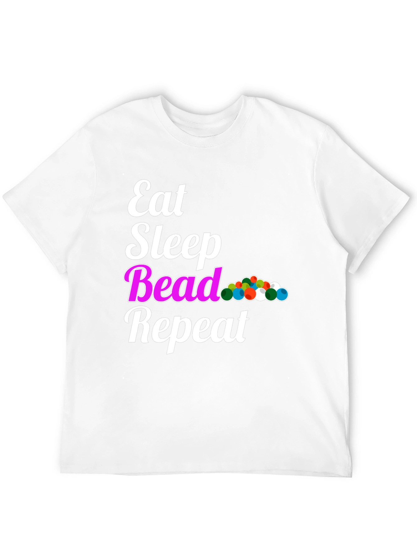Black Eat Sleep Bead Repeat Black Graphic T-Shirt view 12