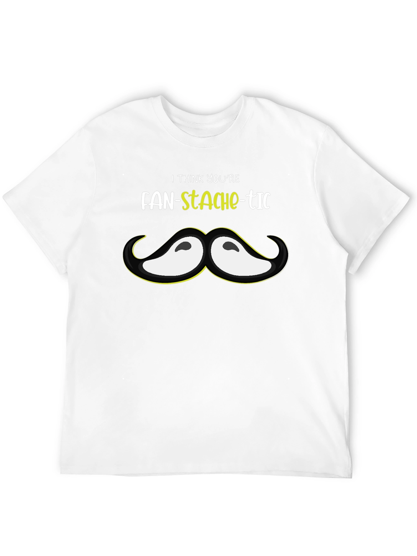 Black Fan-Stache-Tic Graphic Tee - Novelty Mustache T-Shirt view 12