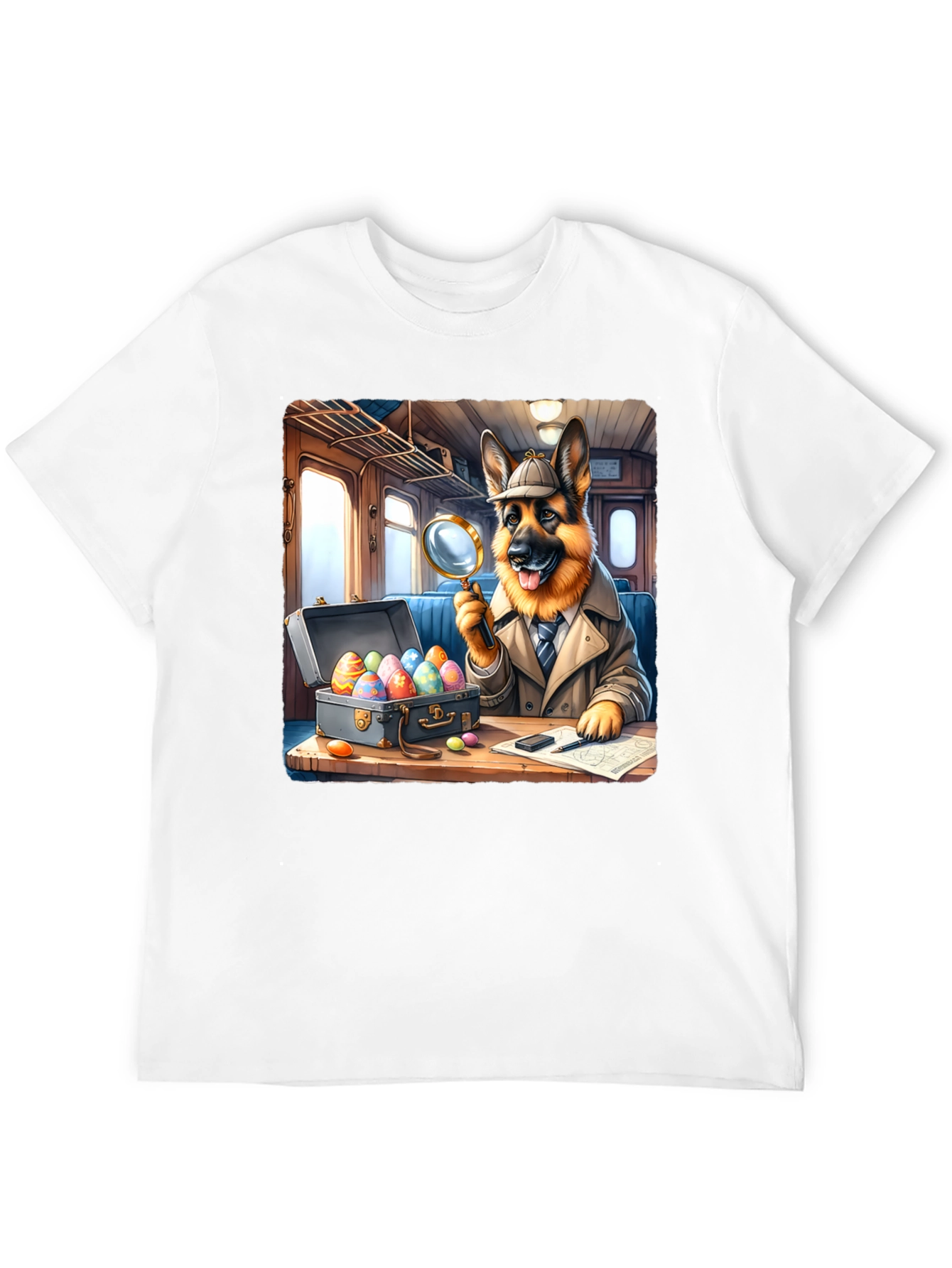 Black Detective Dog Easter Egg Hunt T-Shirt view 12