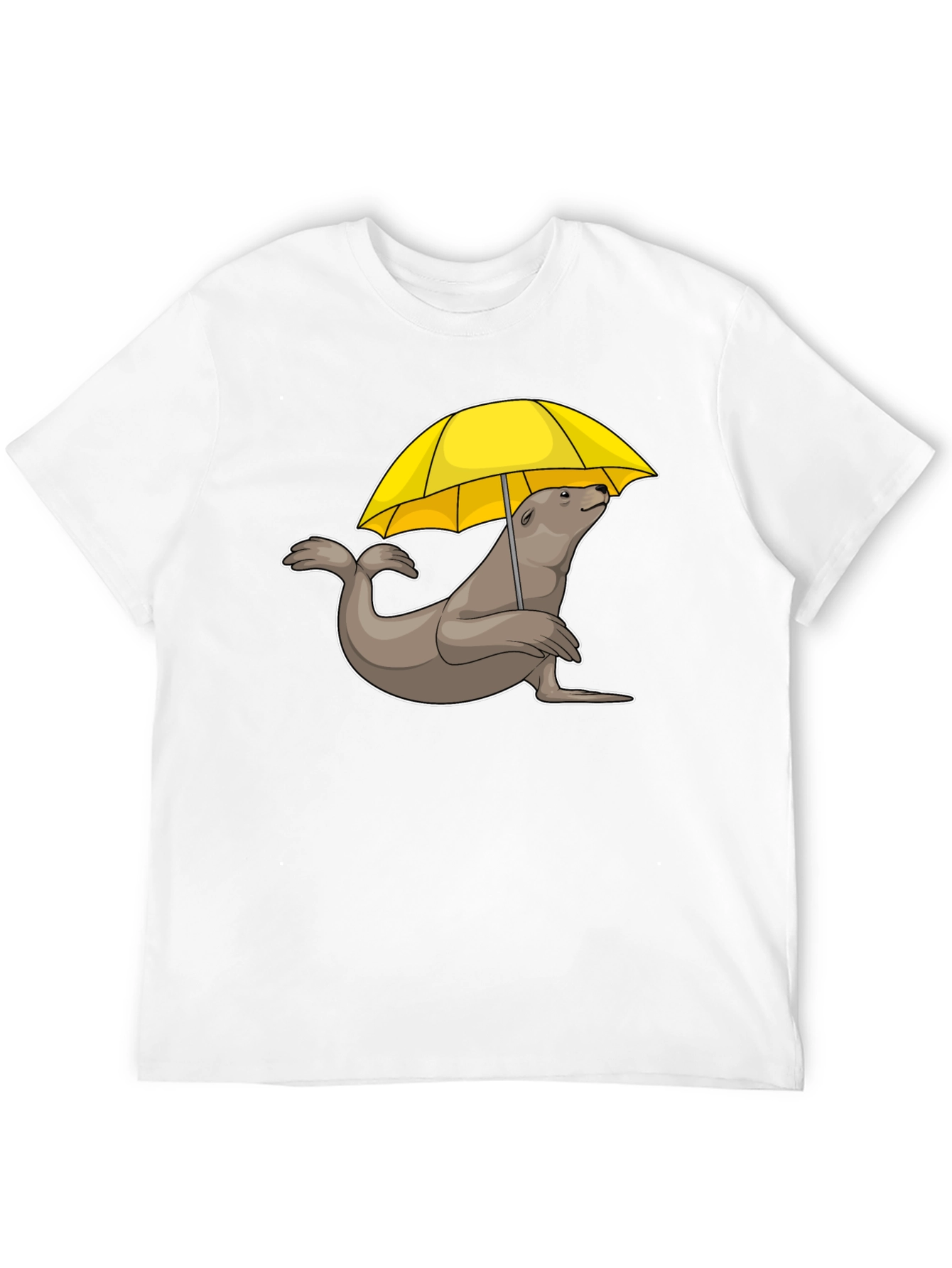 Black Seal with Umbrella T-Shirt - Black Cotton Tee view 12