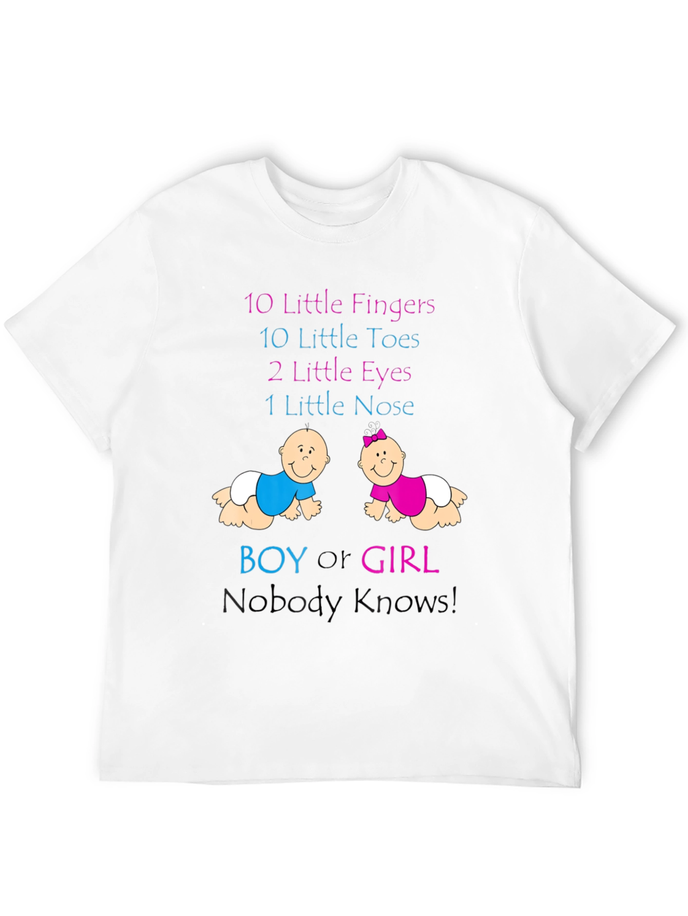 Black Baby Gender Reveal T-Shirt - Boy or Girl Nobody Knows! view 12