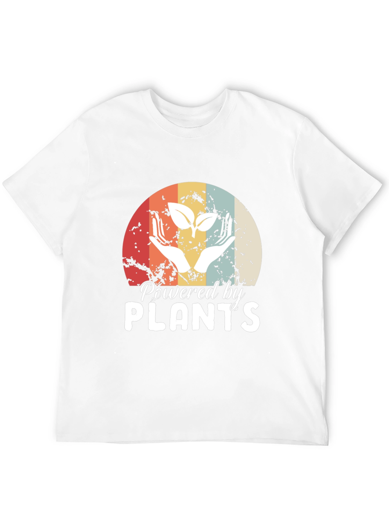 Black Powered by Plants T-Shirt - Retro Vegan Tee view 12