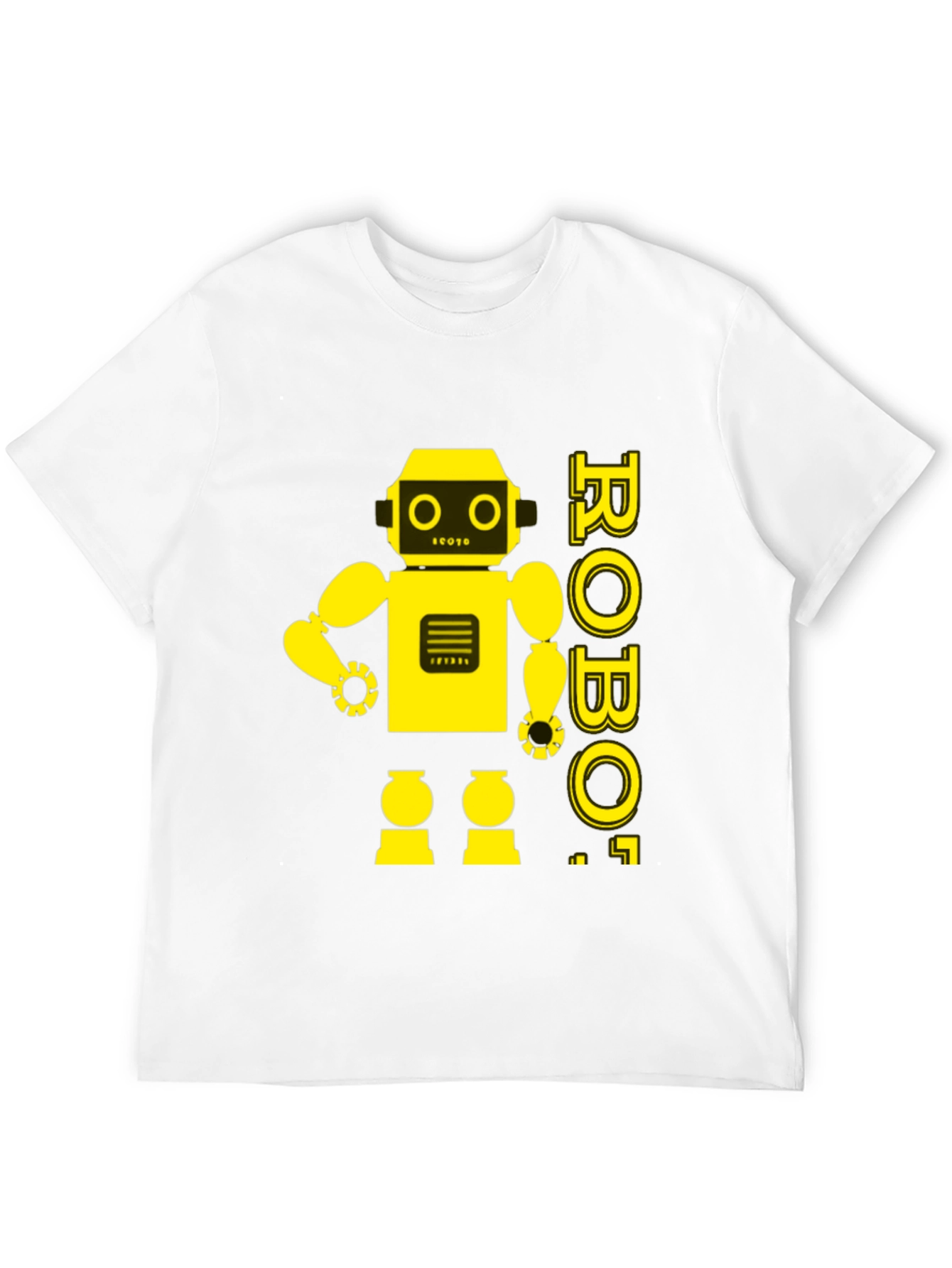 Black Retro Robot Graphic Tee - Black Cotton T-Shirt view 12