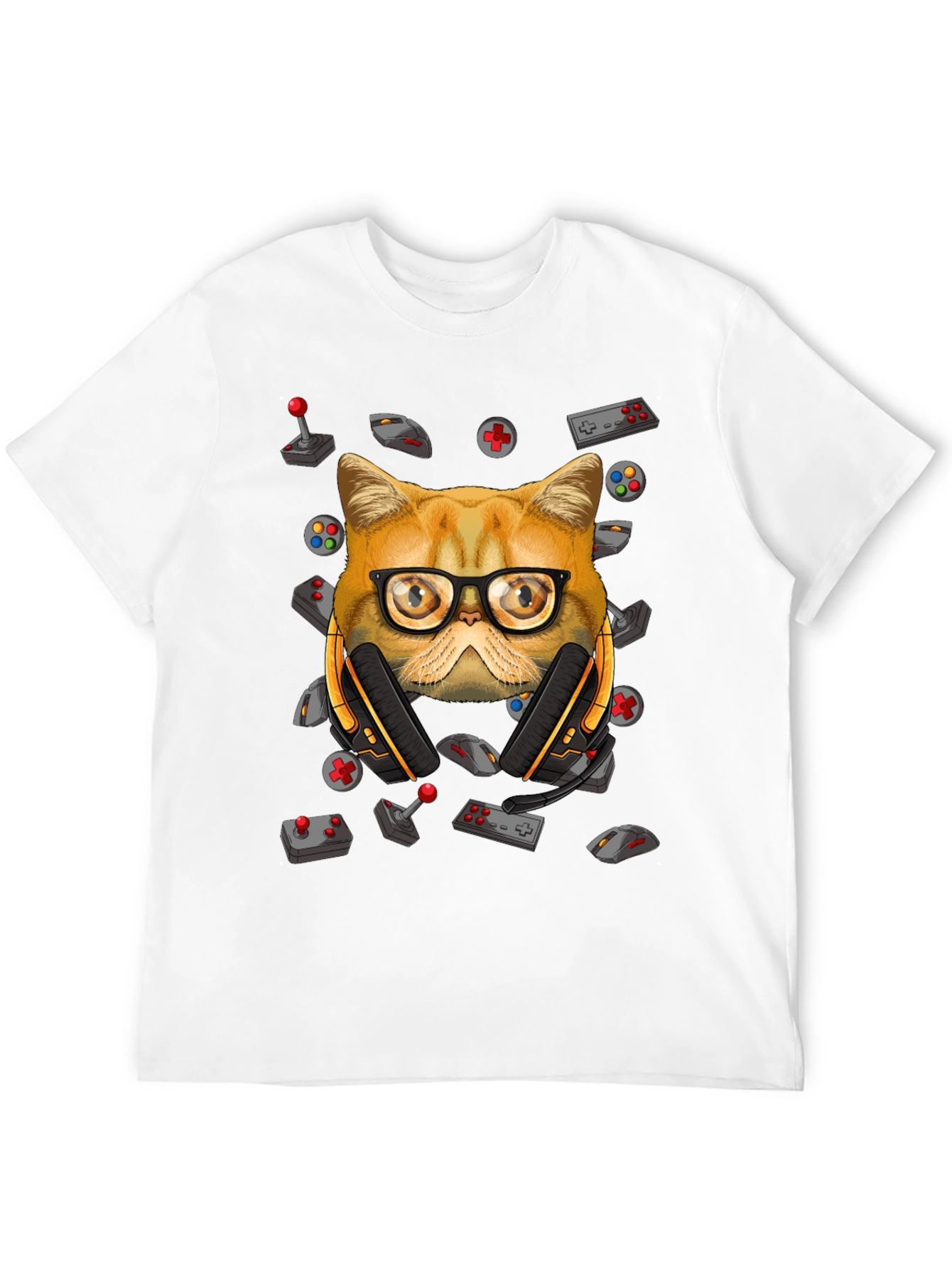 Black Gamer Cat T-Shirt - Funny Graphic Tee view 12