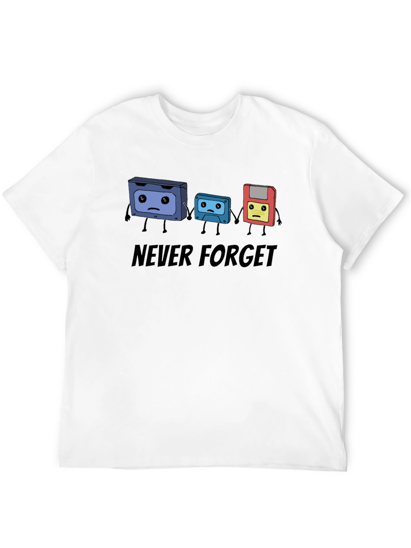 Black Never Forget Cassette Tape & Floppy Disk T-Shirt view 12