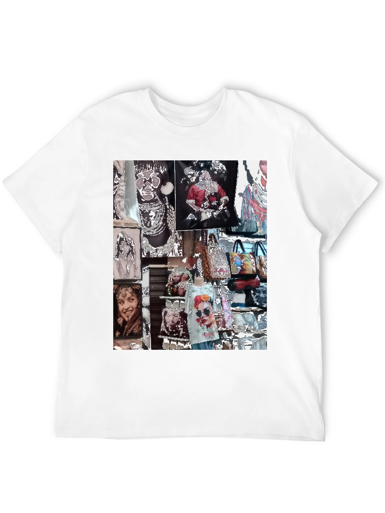 Black Artistic Collage Graphic Black T-Shirt view 12