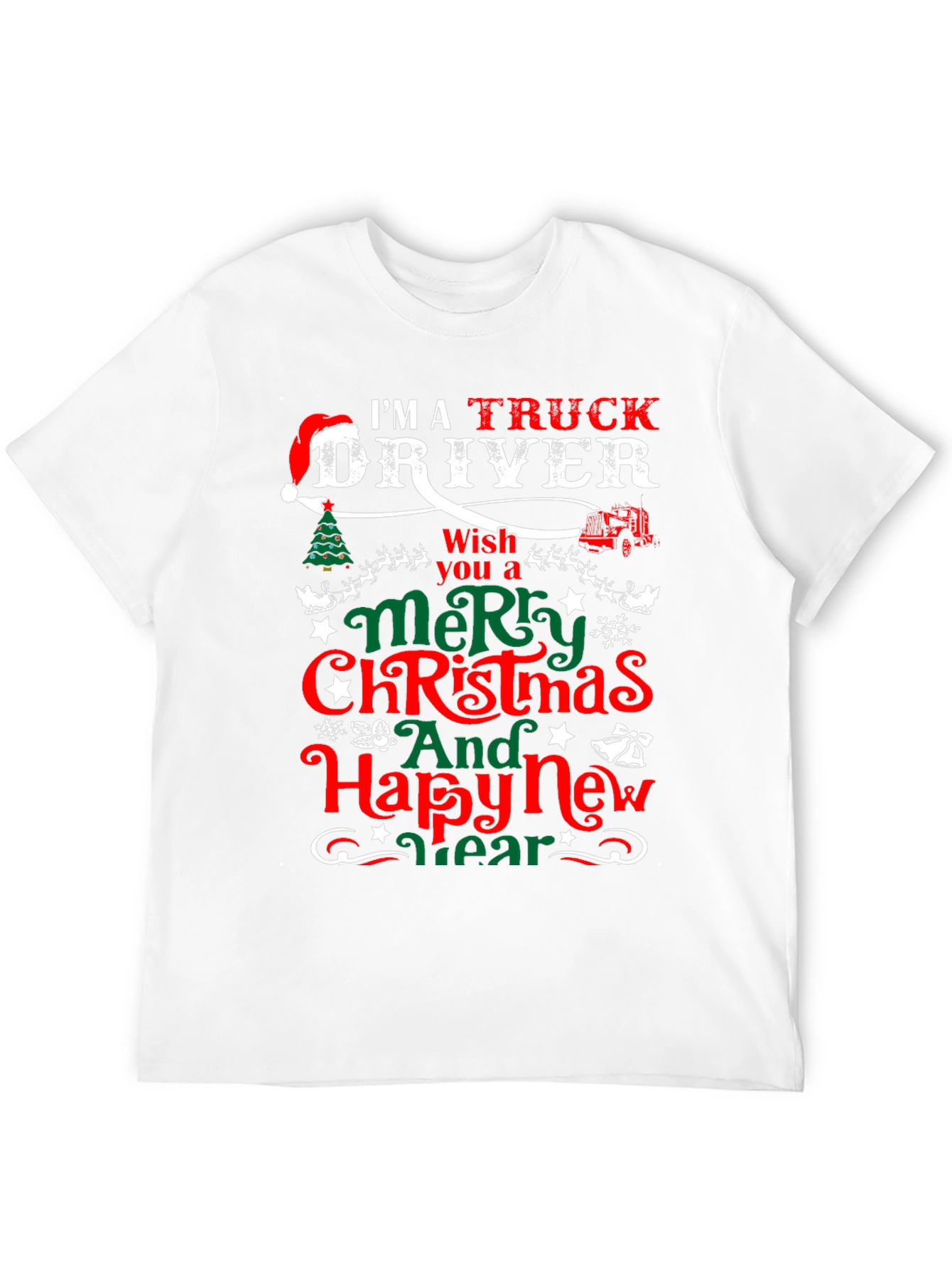Black Truck Driver Christmas T-Shirt view 12