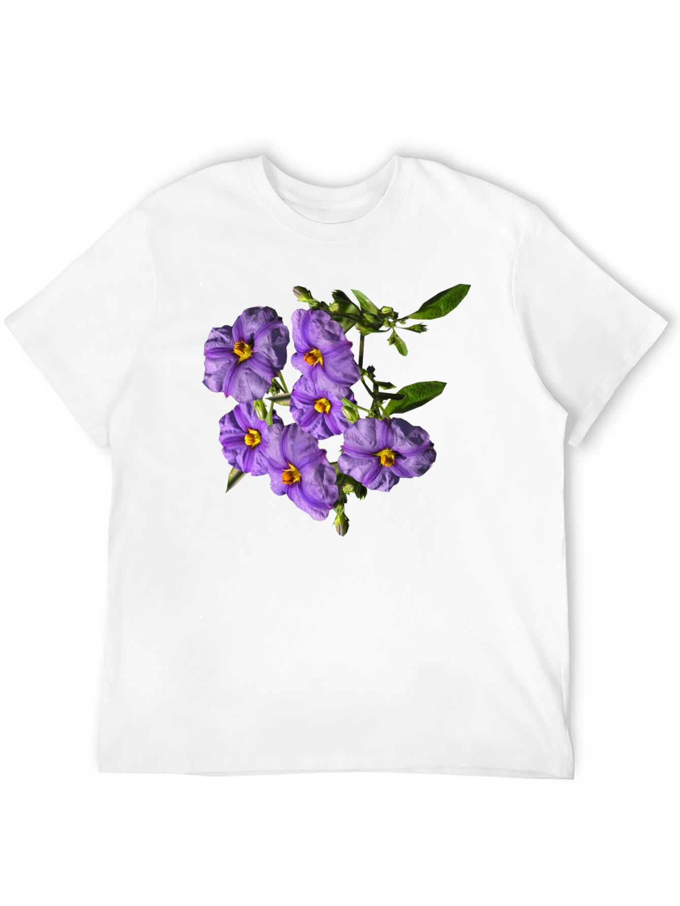 Black Floral Print Tee - Purple Flower Design view 12