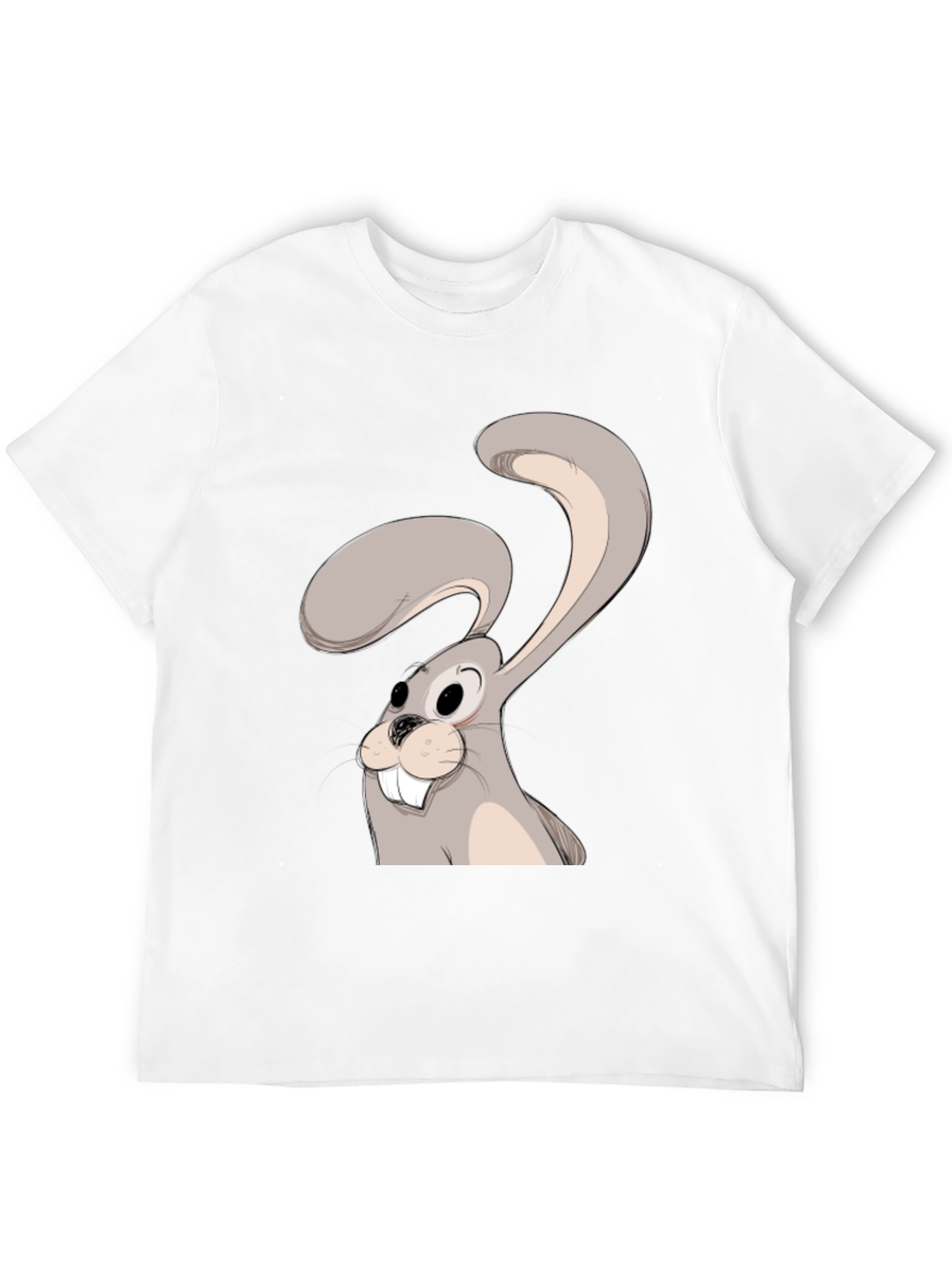 Black Cartoon Rabbit Graphic Tee - Black Cotton Blend view 12