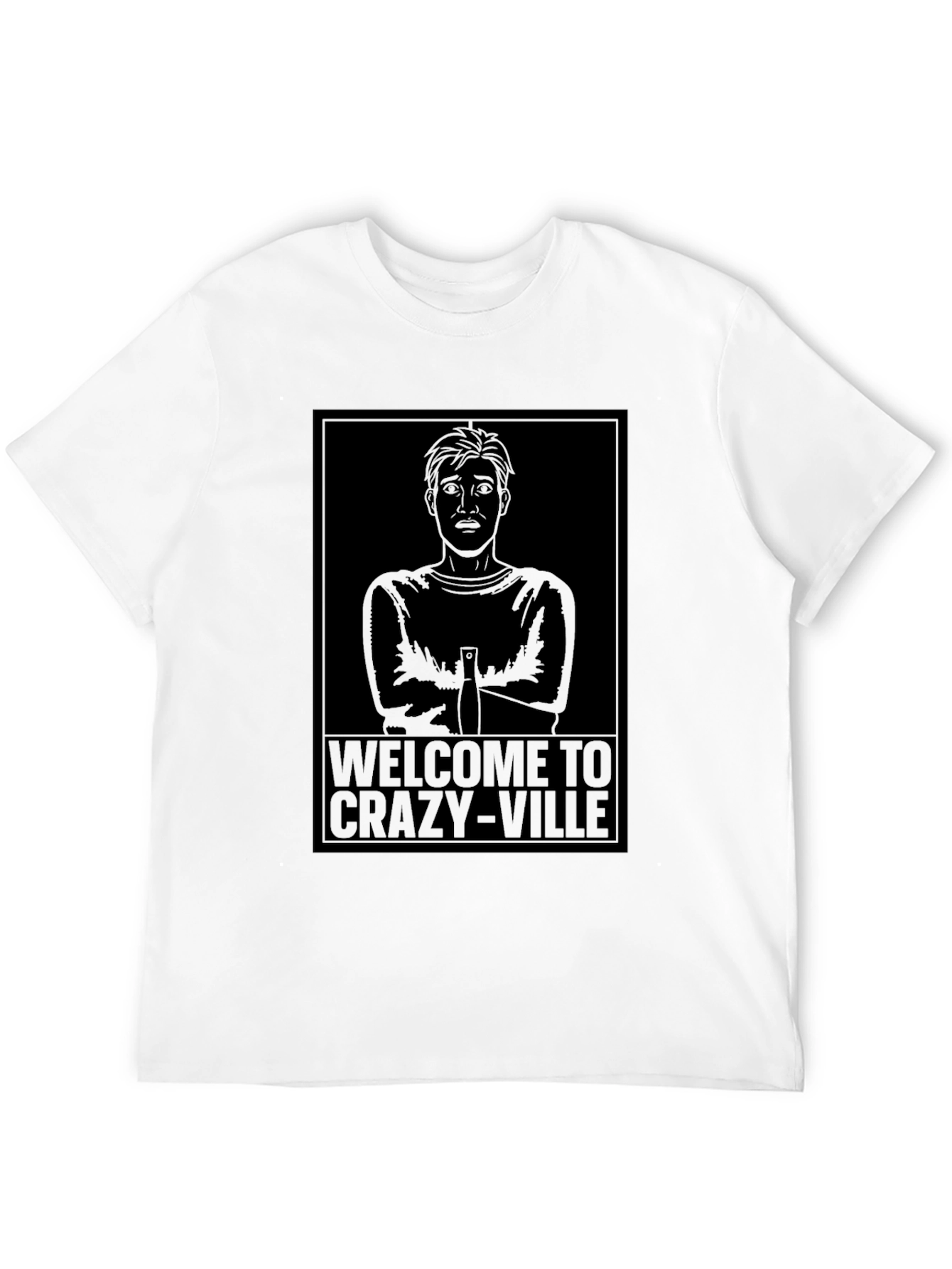 Black Welcome to Crazy-Ville Graphic T-Shirt - Mens Crew Neck Tee view 12