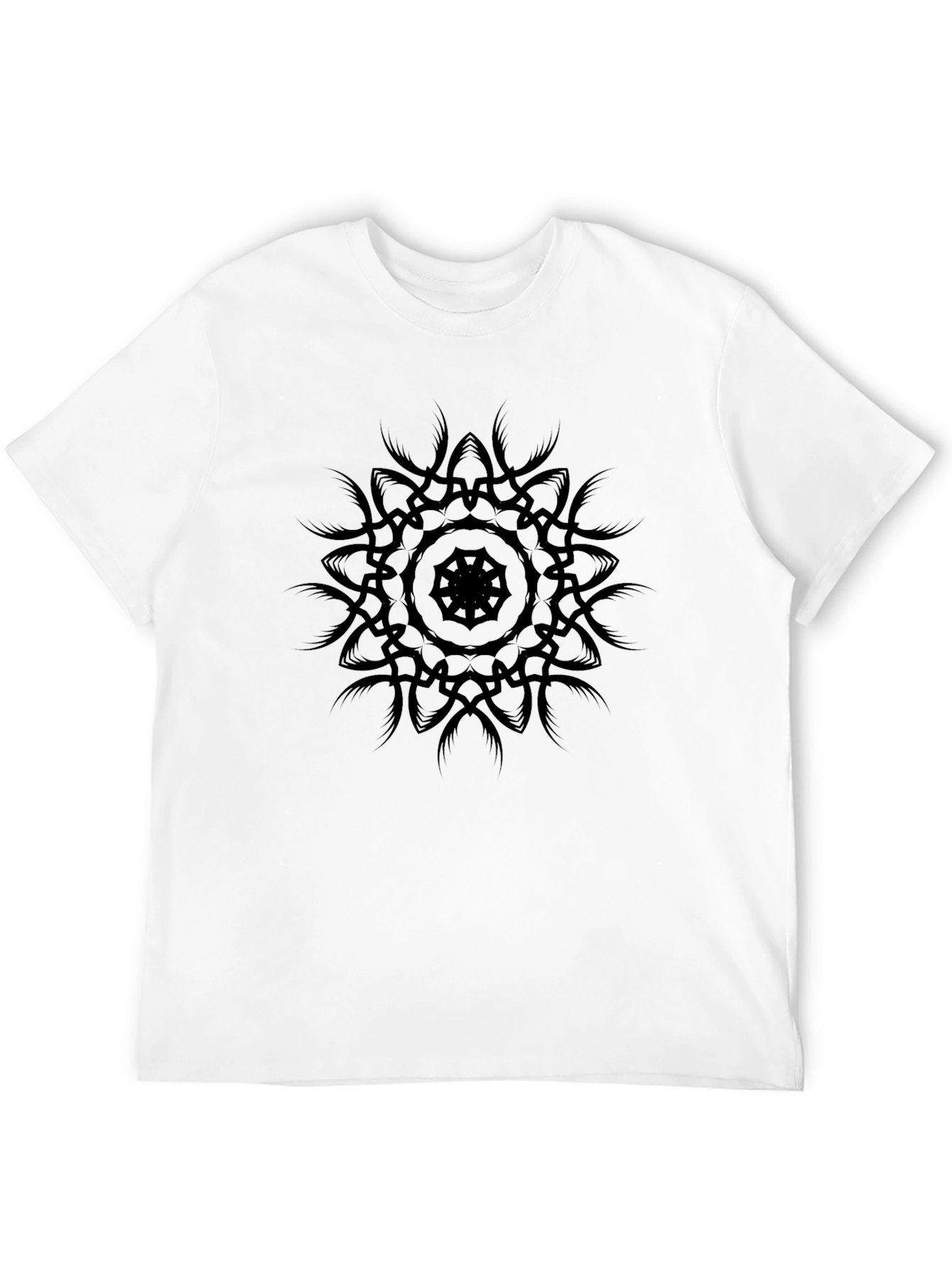 Black Men's Black Graphic Tee - Mandala Design view 12