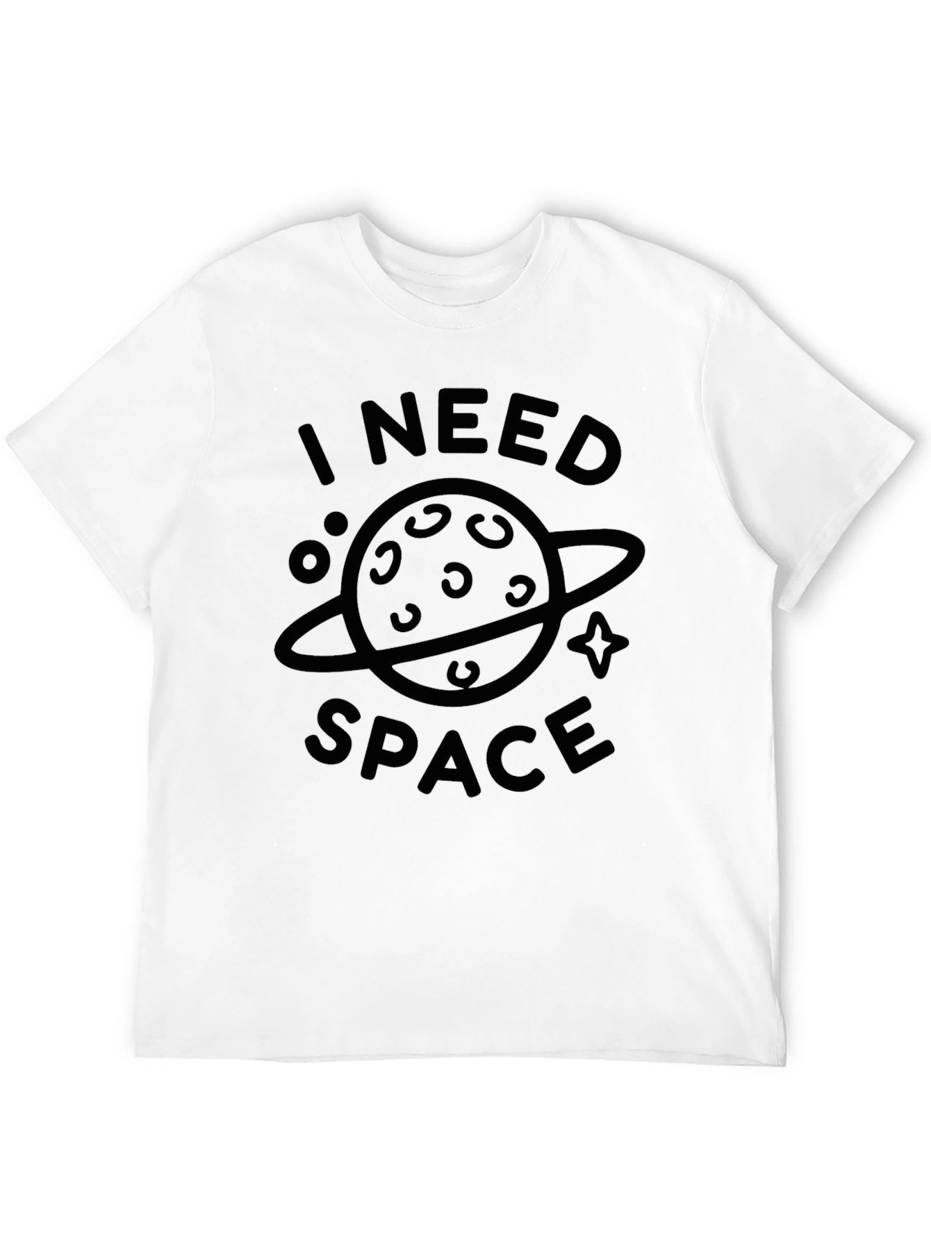 Black I Need Space Graphic T-Shirt - Black Casual Tee view 12