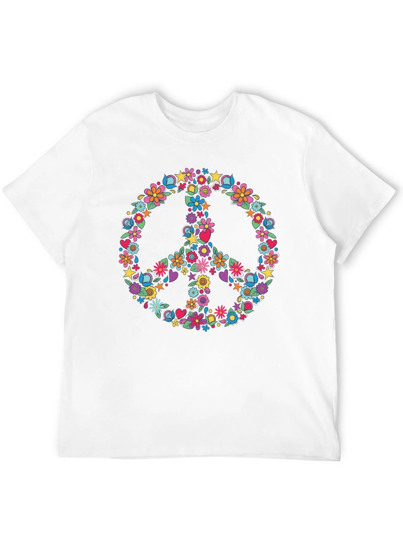 Black Floral Peace Sign Graphic T-Shirt view 12